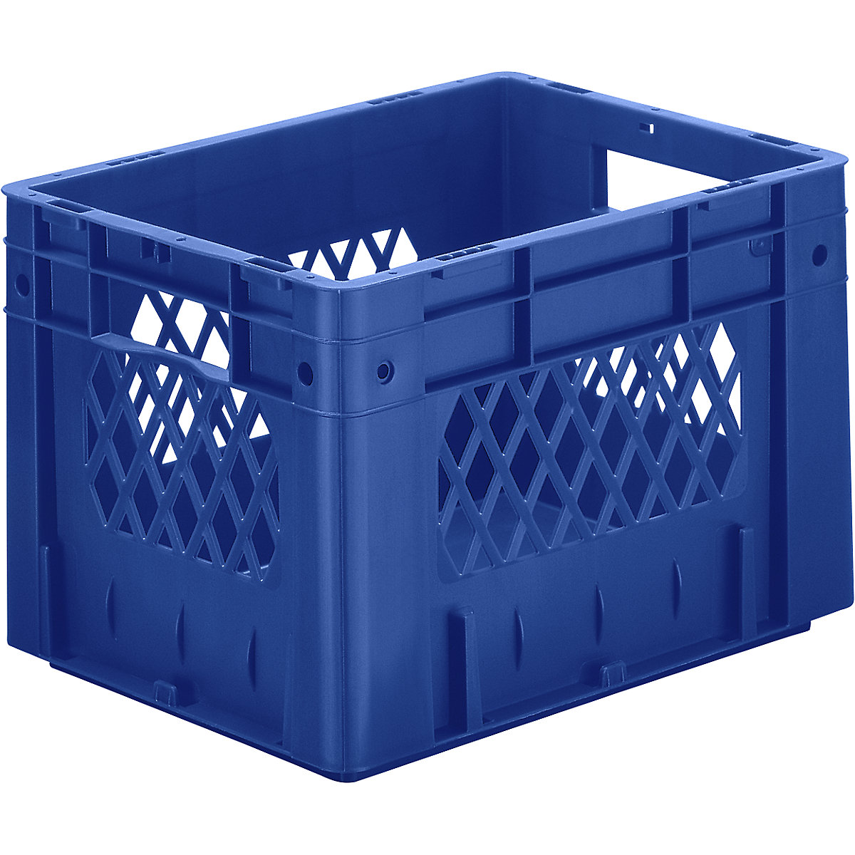 Heavy duty Euro container, polypropylene, capacity 23.3 l, LxWxH 400 x 300 x 270 mm, perforated walls, solid base, blue, pack of 4-3