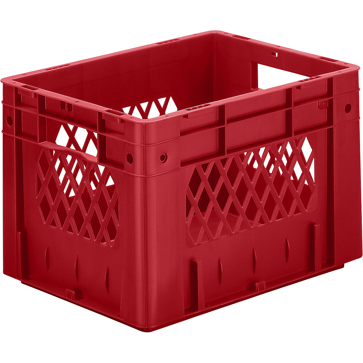 Heavy duty Euro container, polypropylene, capacity 23.3 l, LxWxH 400 x 300 x 270 mm, perforated walls, solid base, red, pack of 4-4