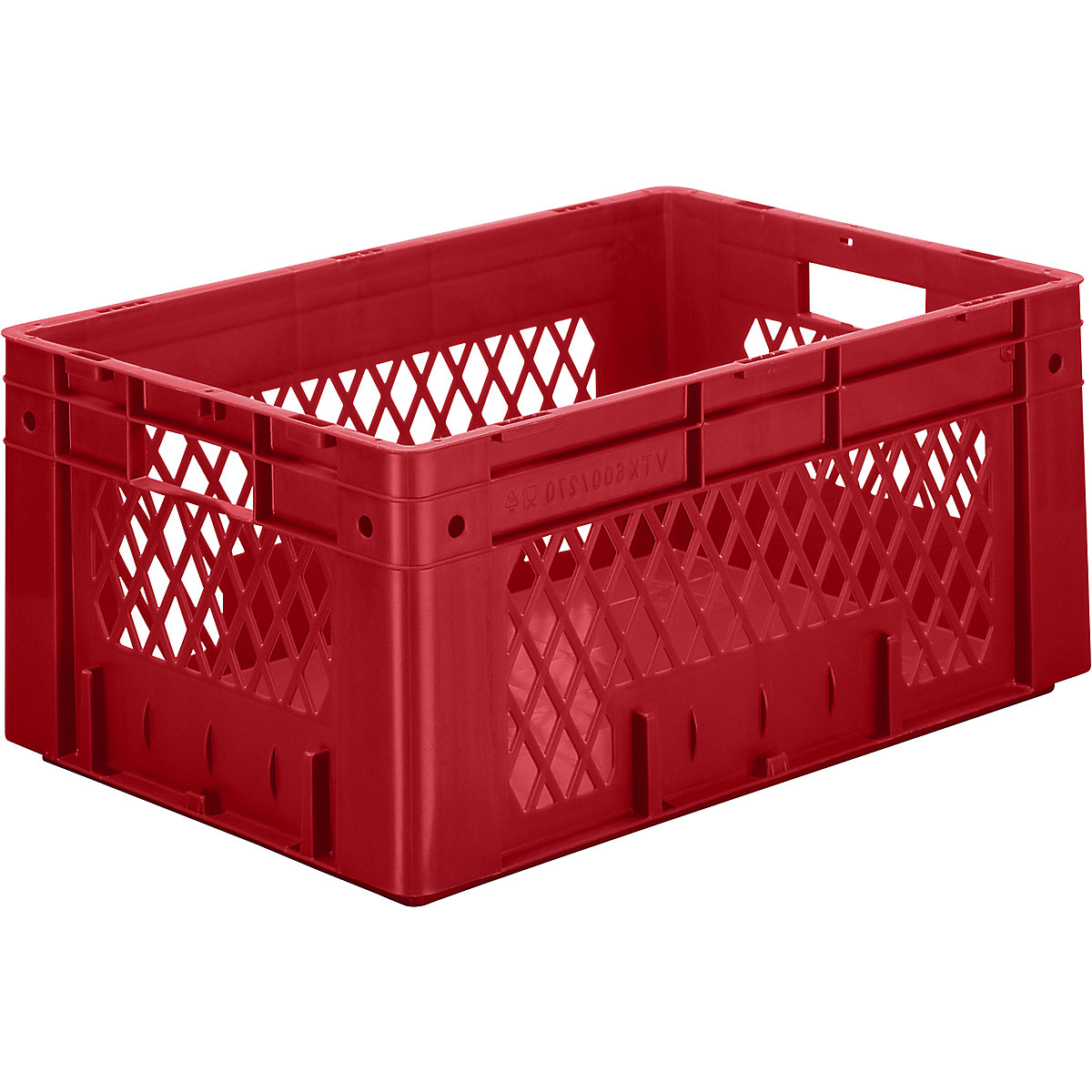 Heavy duty Euro container, polypropylene, capacity 50 l, LxWxH 600 x 400 x 270 mm, perforated walls, solid base, red, pack of 2-4