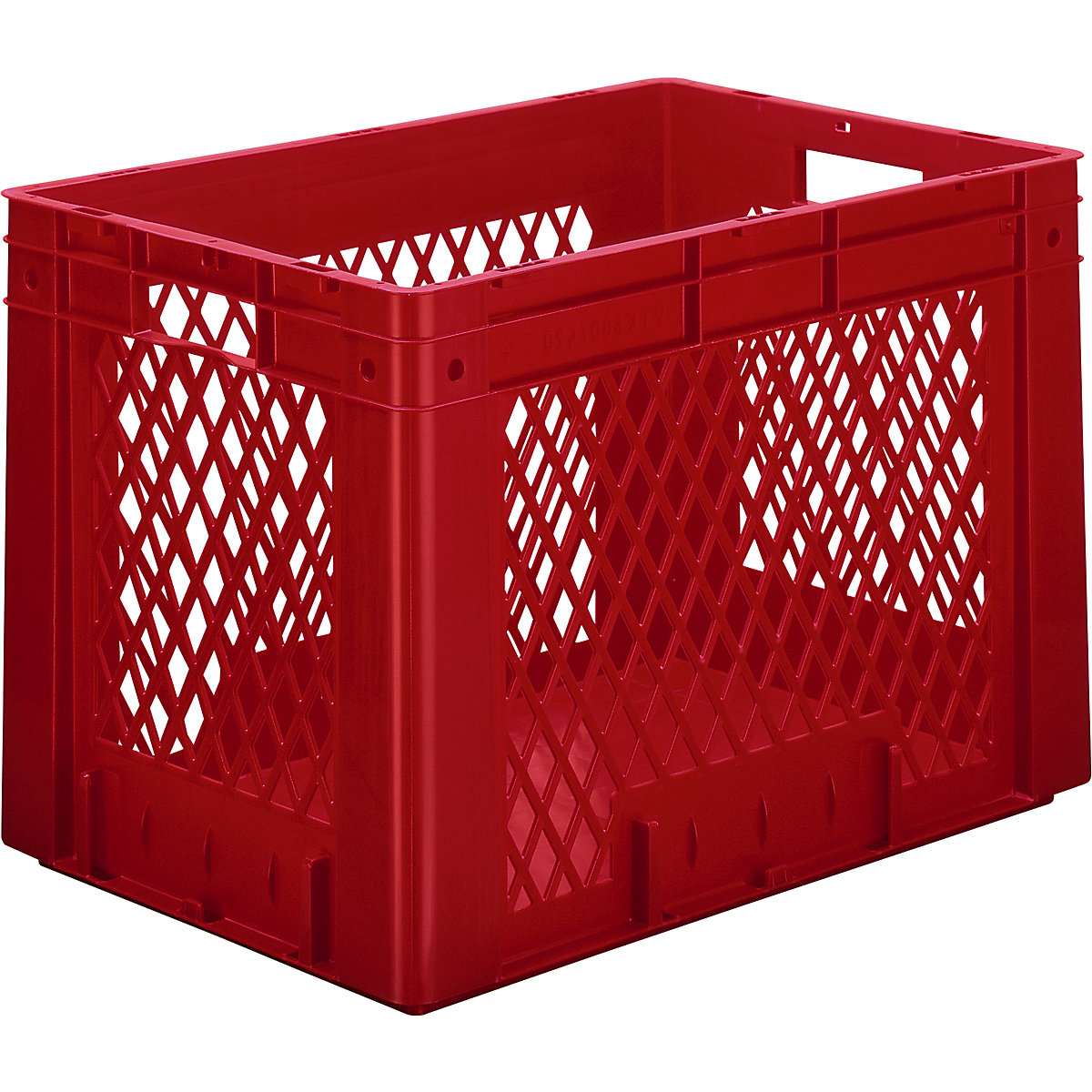 Heavy duty Euro container, polypropylene, capacity 80 l, LxWxH 600 x 400 x 420 mm, perforated walls, solid base, red, pack of 2-4