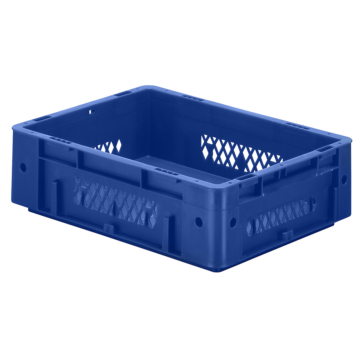 Heavy duty Euro container, polypropylene, capacity 9.2 l, LxWxH 400 x 300 x 120 mm, perforated walls, solid base, blue, pack of 4