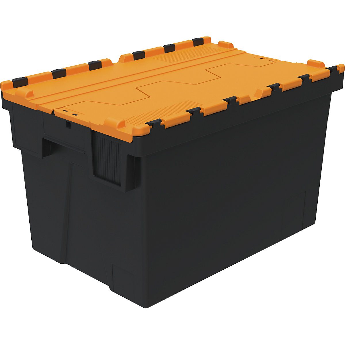 Reusable stacking container, LxWxH 600 x 400 x 367 mm, black/orange-5