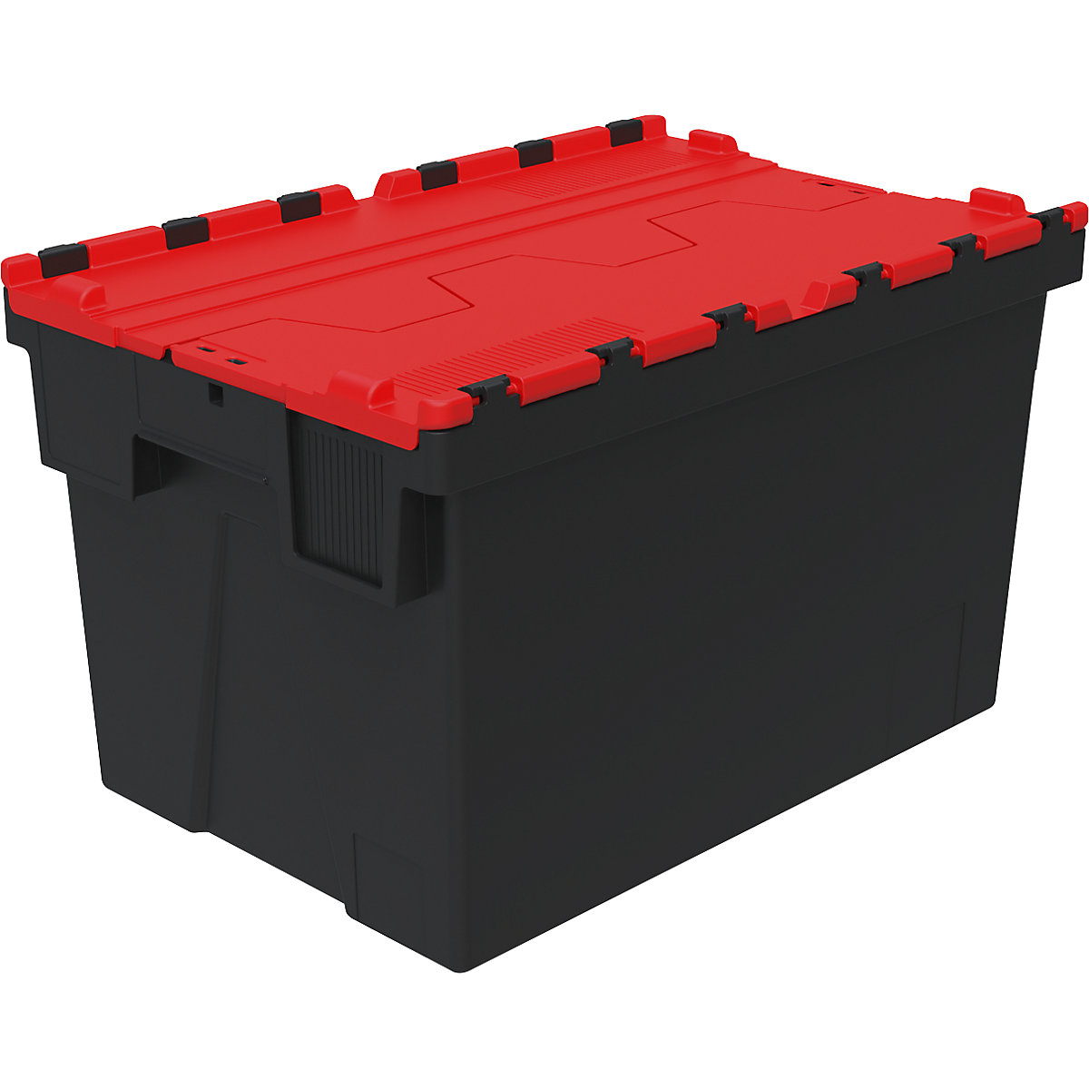 Reusable stacking container, LxWxH 600 x 400 x 367 mm, black/red-4