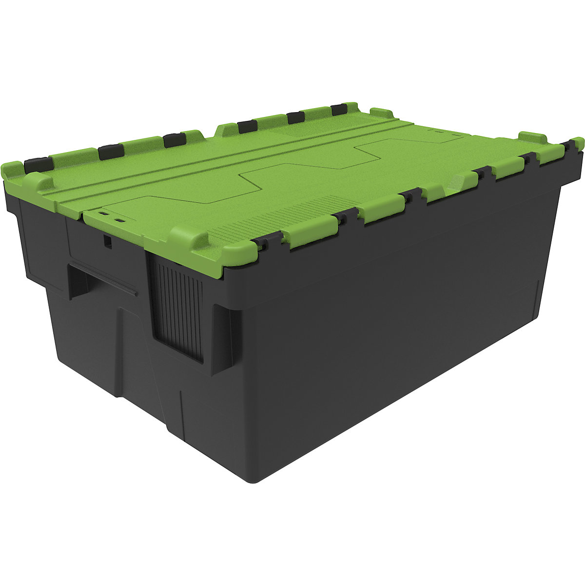 Reusable stacking container, LxWxH 600 x 400 x 250 mm, black/green-5