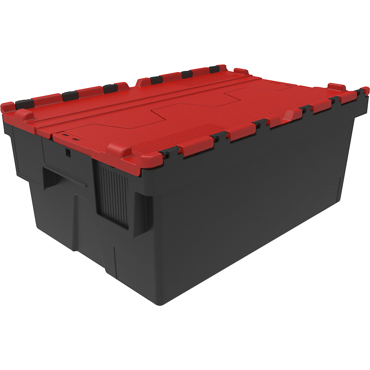 Reusable stacking container, LxWxH 600 x 400 x 250 mm, black/red-2