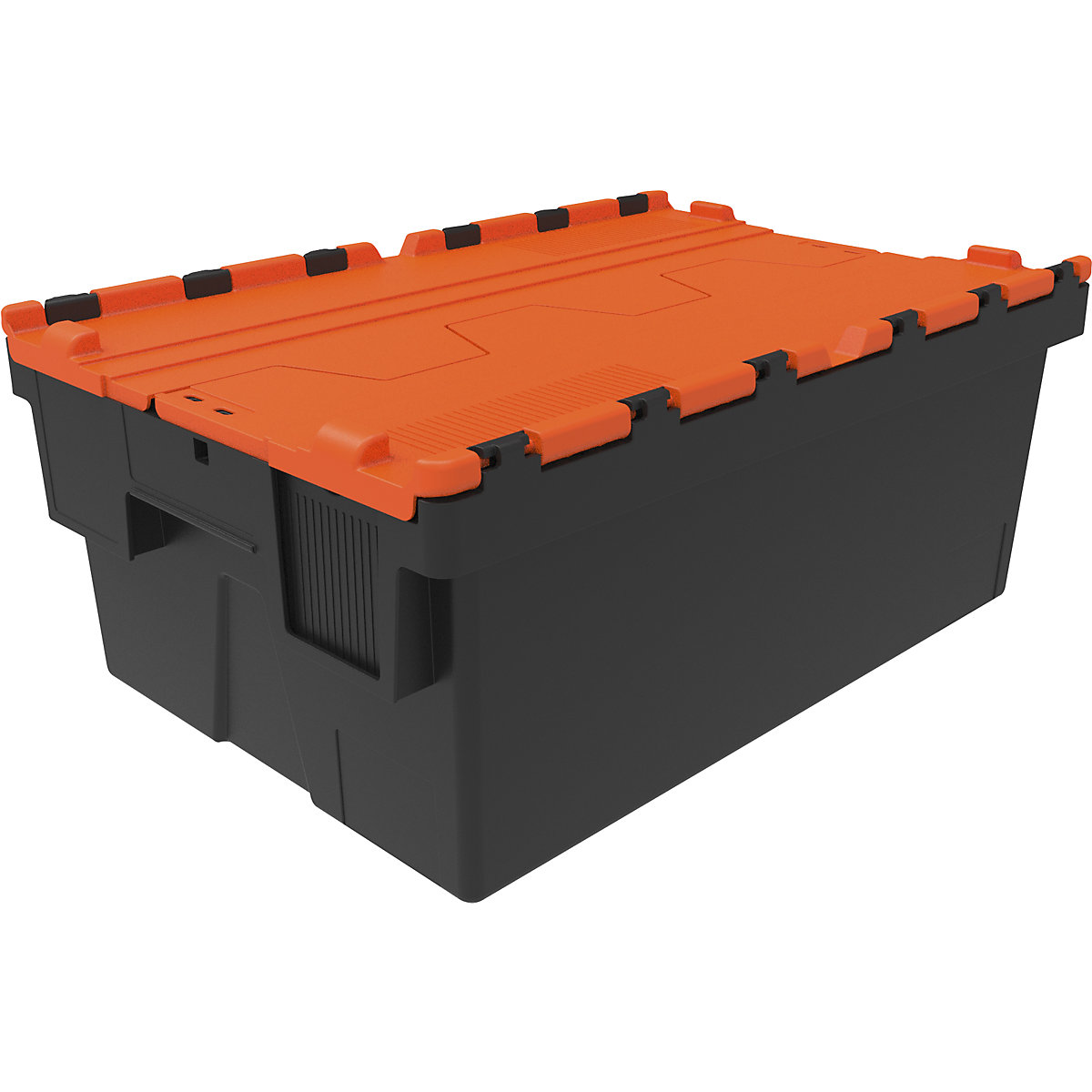 Reusable stacking container, LxWxH 600 x 400 x 250 mm, black/orange-1