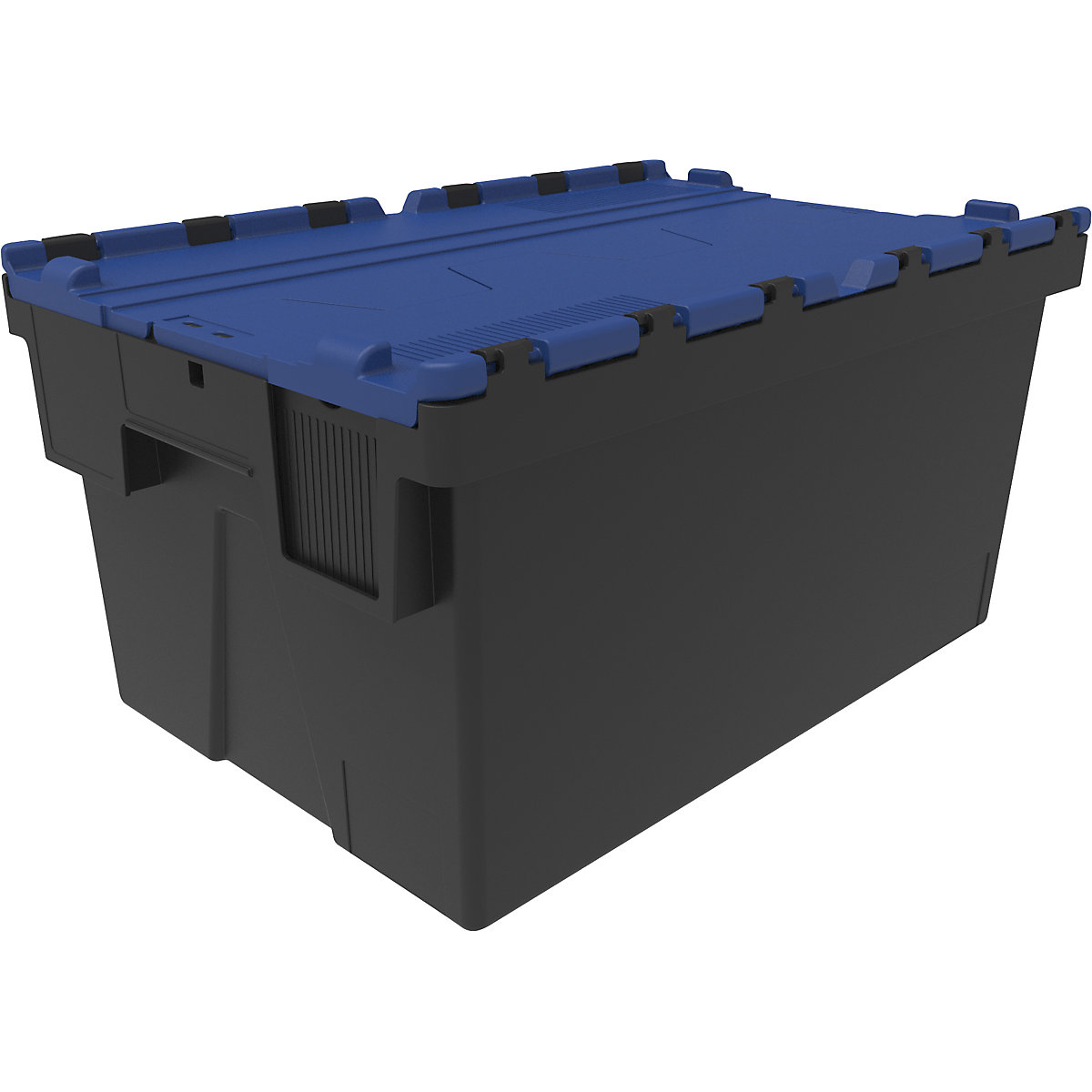 Reusable stacking container, LxWxH 600 x 400 x 310 mm, black/blue-1