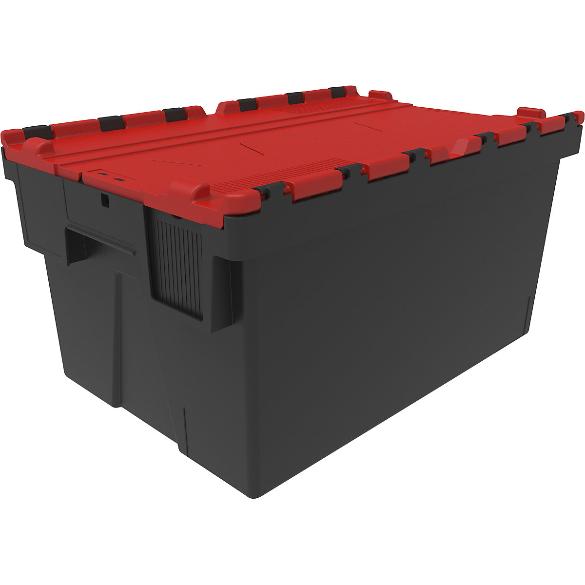 Reusable stacking container, LxWxH 600 x 400 x 310 mm, black/red-3
