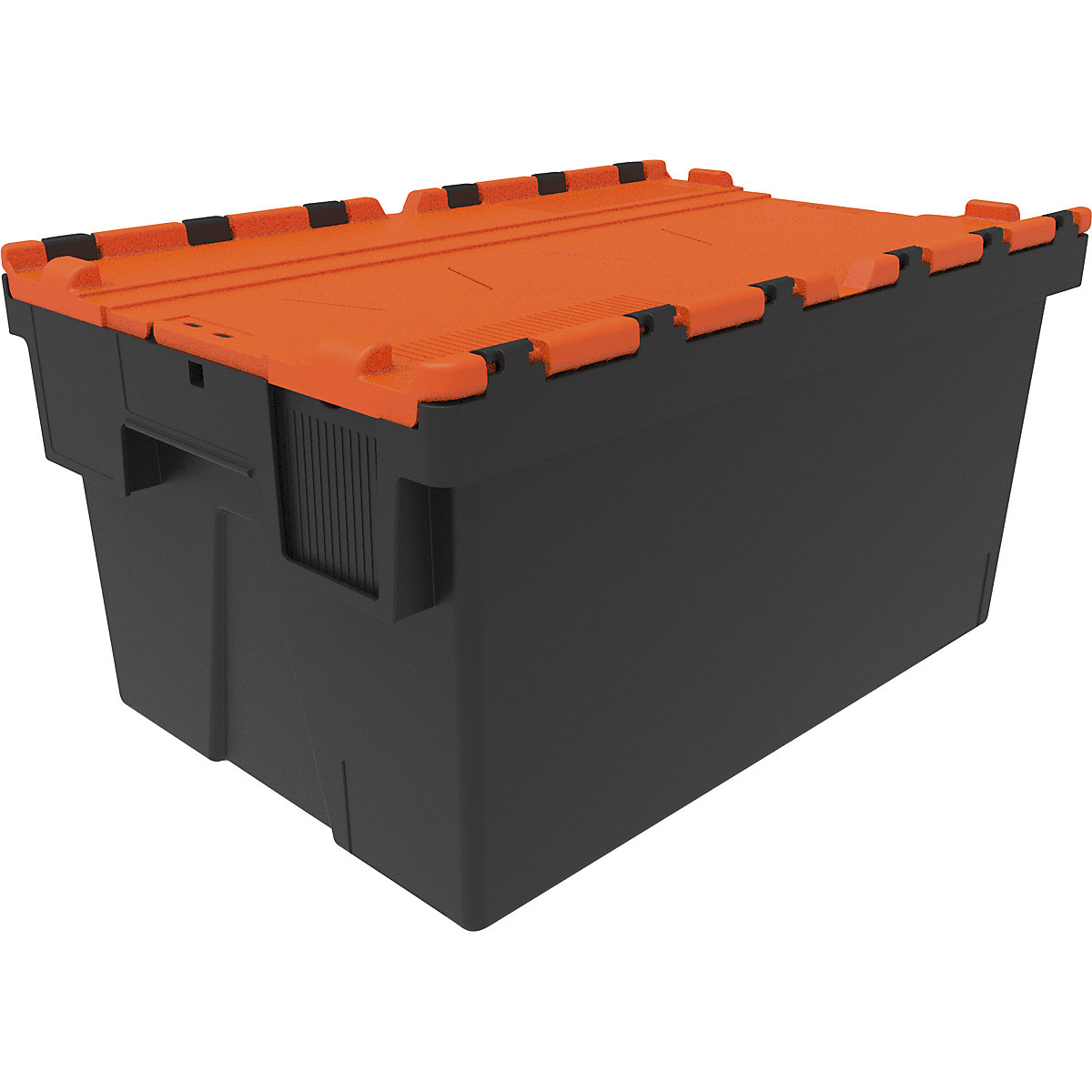 Reusable stacking container, LxWxH 600 x 400 x 310 mm, black/orange-2