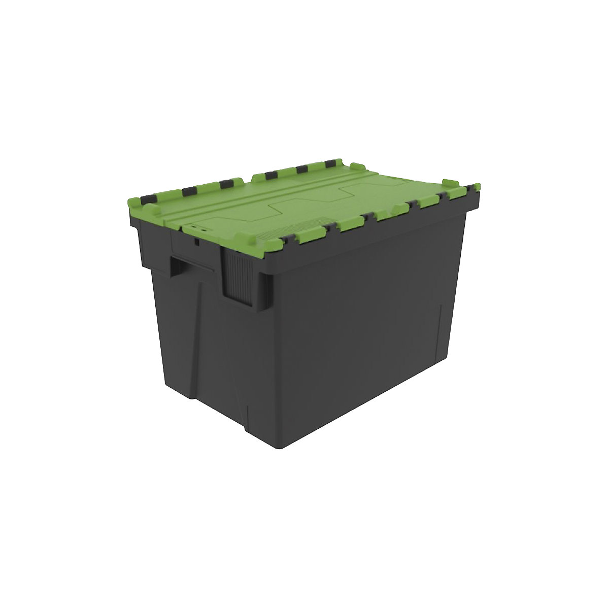 Reusable stacking container, LxWxH 600 x 400 x 400 mm, black/green-3