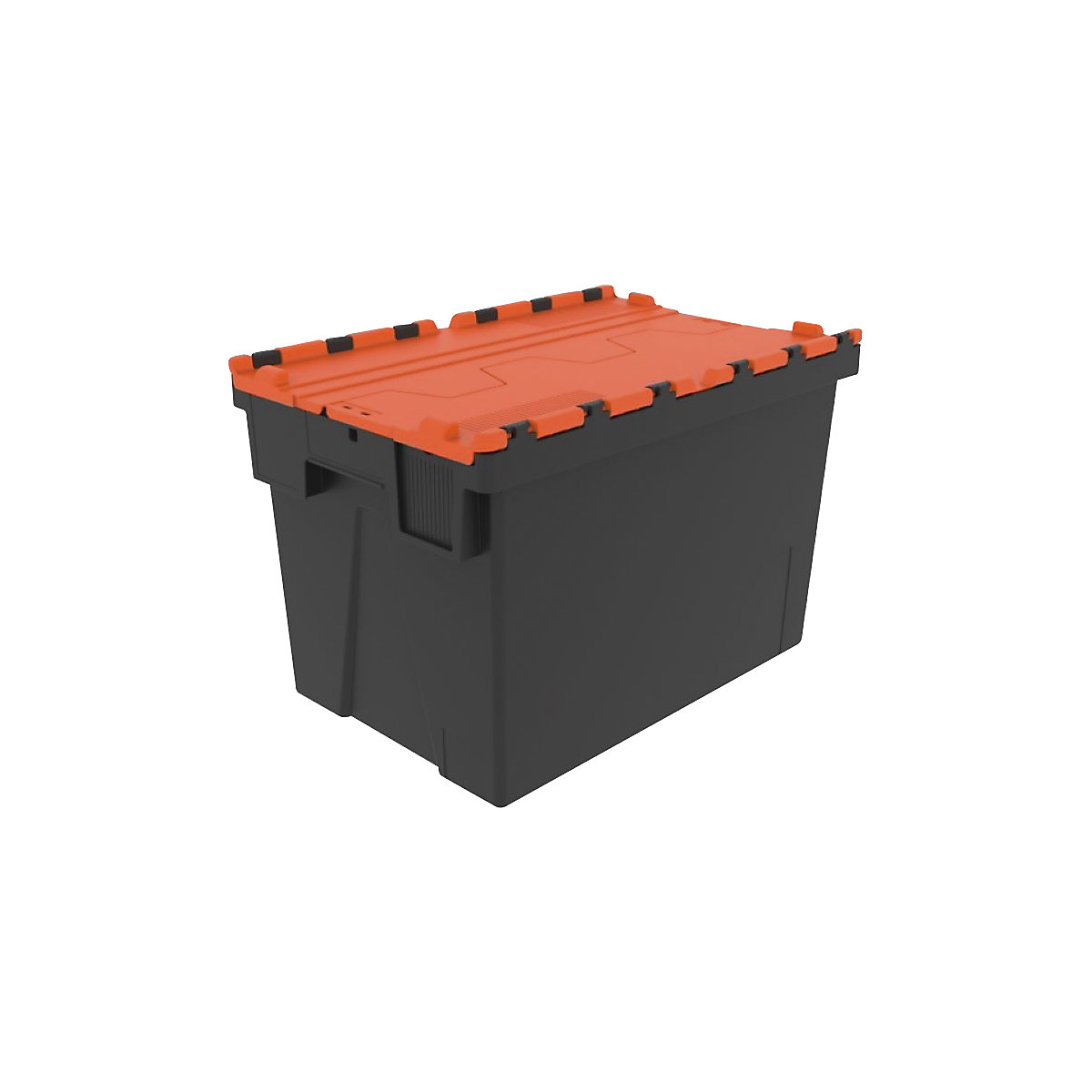 Reusable stacking container, LxWxH 600 x 400 x 400 mm, black/orange-2