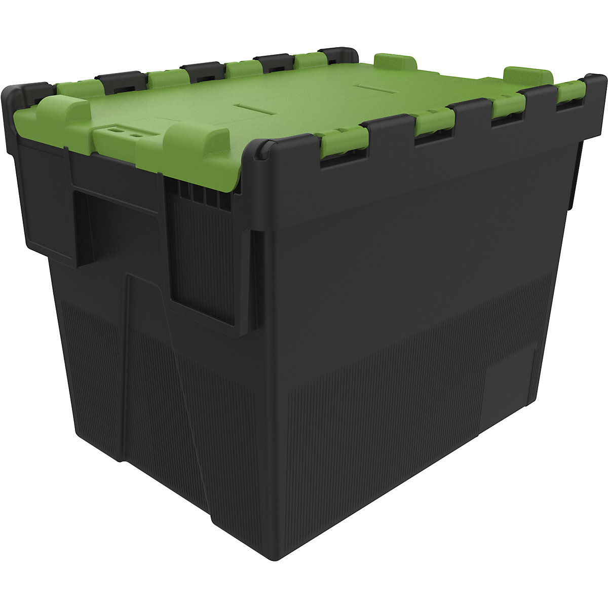 Reusable stacking container, LxWxH 400 x 300 x 306 mm, black/green-5
