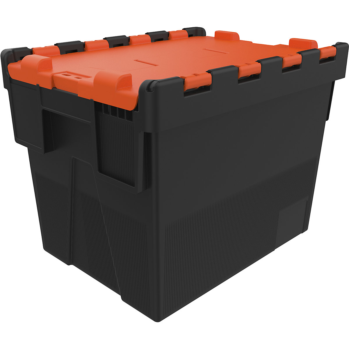 Reusable stacking container, LxWxH 400 x 300 x 306 mm, black/orange-2