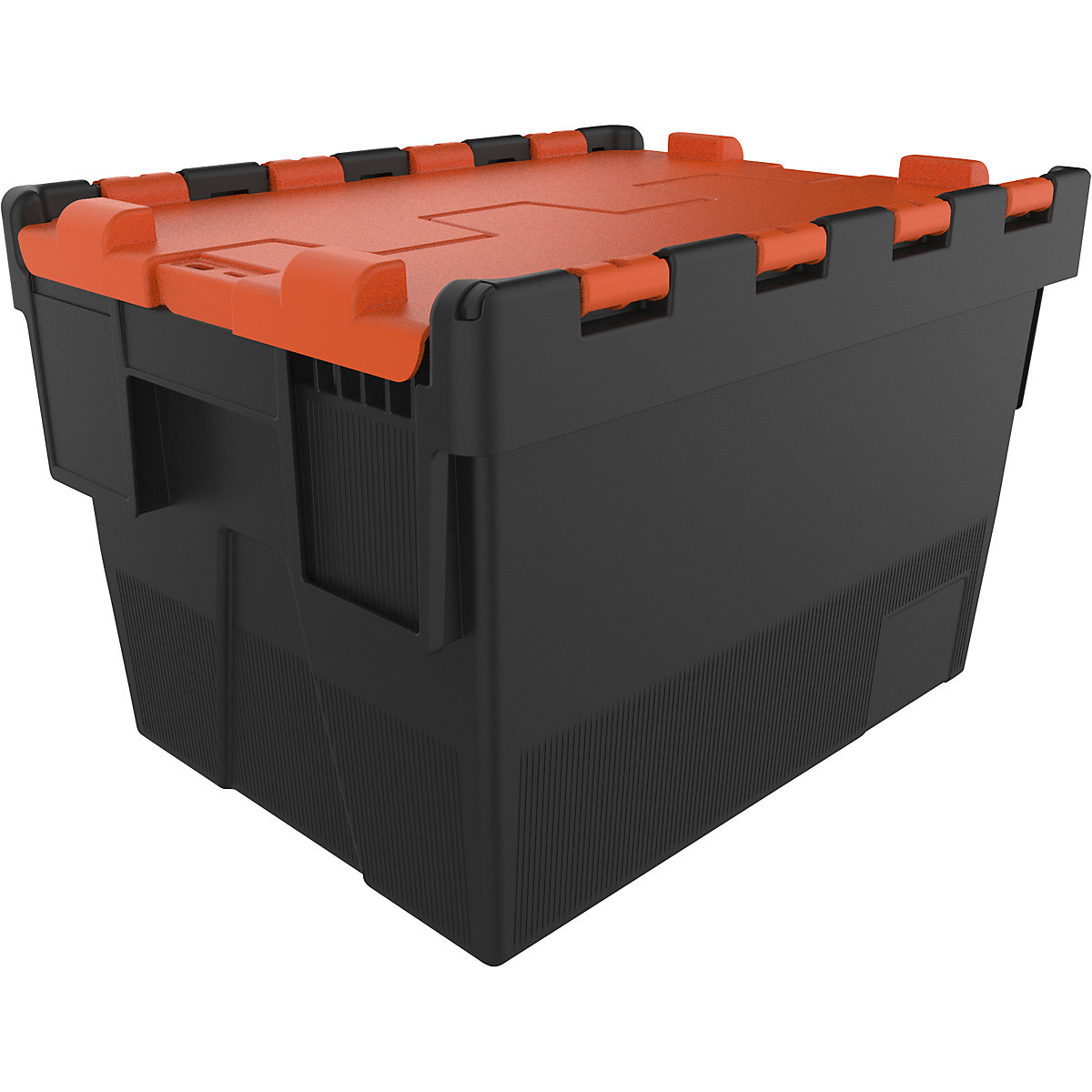 Reusable stacking container, LxWxH 400 x 300 x 264 mm, black/orange-1