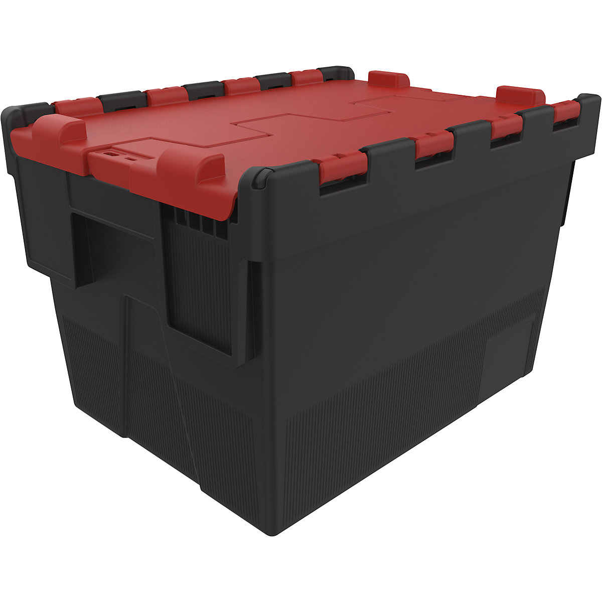 Reusable stacking container, LxWxH 400 x 300 x 264 mm, black/red-4