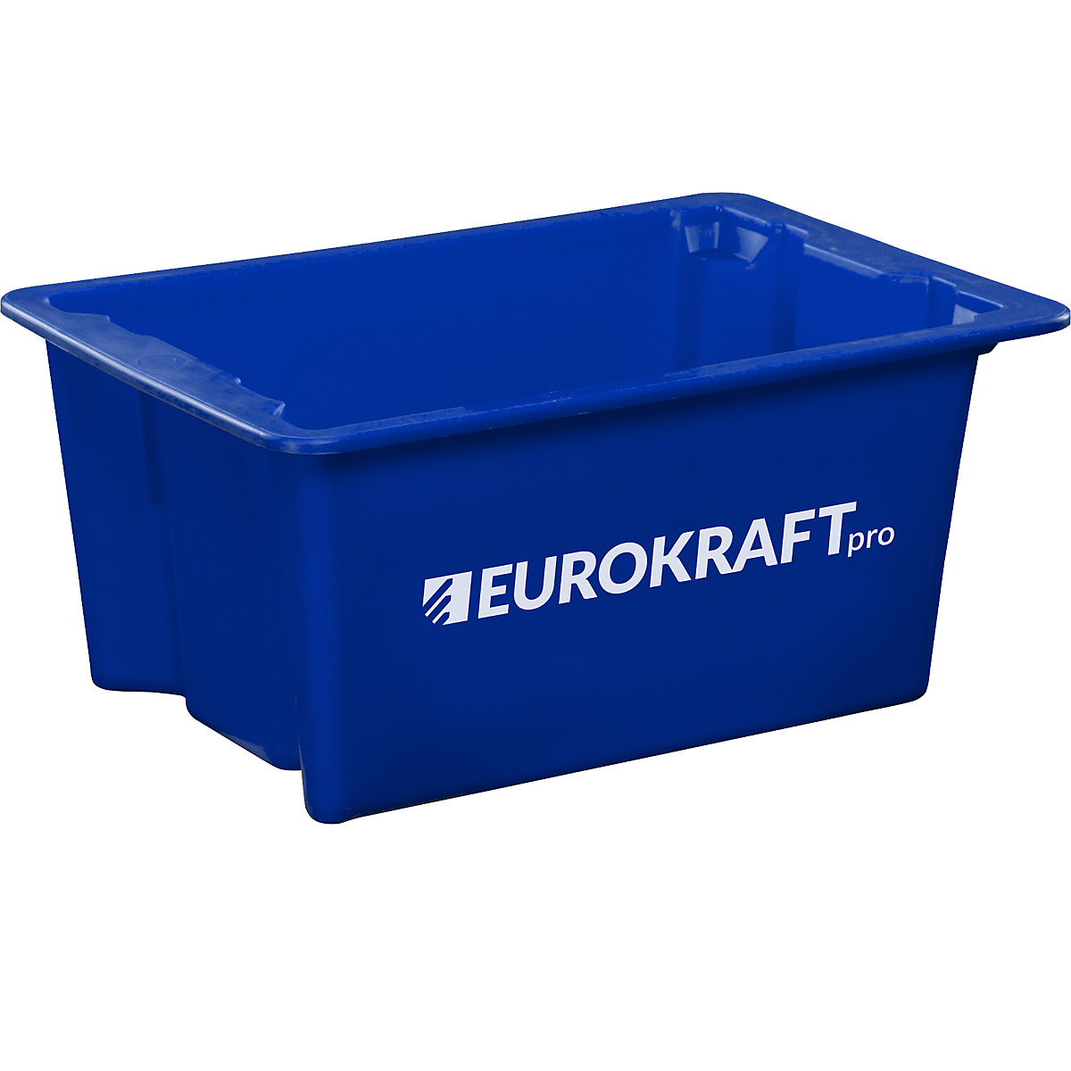 Stack/nest container made of polypropylene suitable for foodstuffs – eurokraft pro, 6 l capacity, pack of 4, solid walls and base, blue