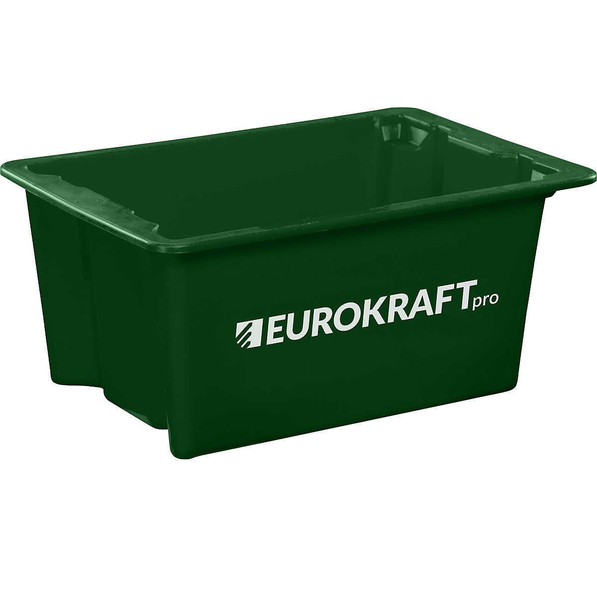 EUROKRAFTpro – Stack/nest container made of polypropylene suitable for foodstuffs, 6 l capacity, pack of 4, solid walls and base, green