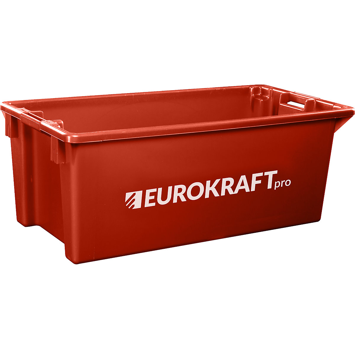 EUROKRAFTpro – Stack/nest container made of polypropylene suitable for foodstuffs, 13 l capacity, pack of 4, solid walls and base, red