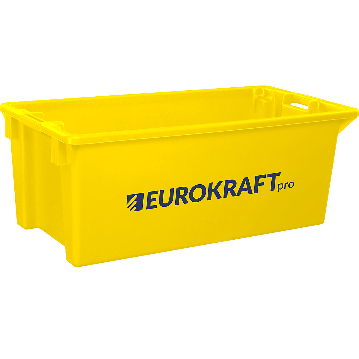 EUROKRAFTpro – Stack/nest container made of polypropylene suitable for foodstuffs, 13 l capacity, pack of 4, solid walls and base, yellow