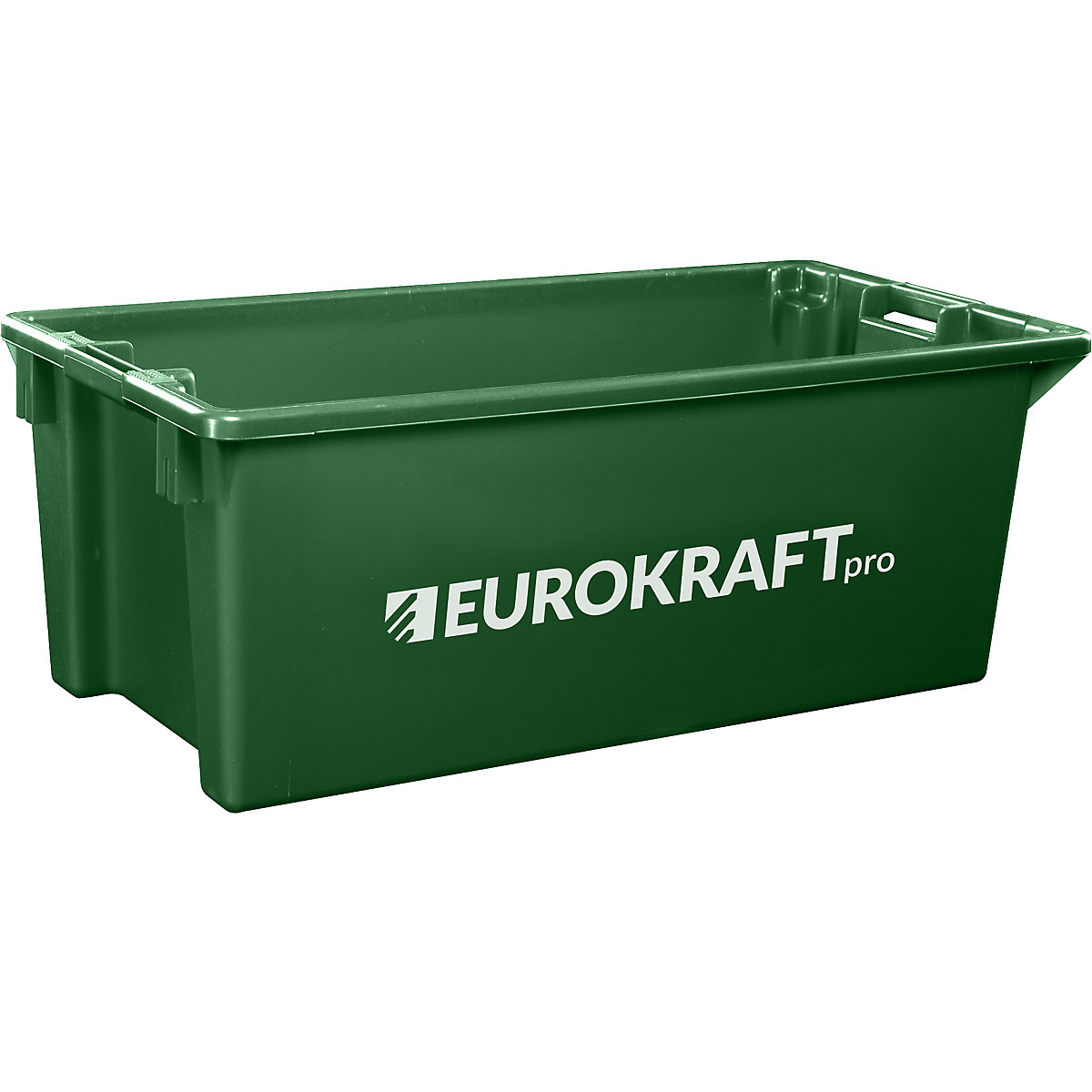 EUROKRAFTpro – Stack/nest container made of polypropylene suitable for foodstuffs, 13 l capacity, pack of 4, solid walls and base, green
