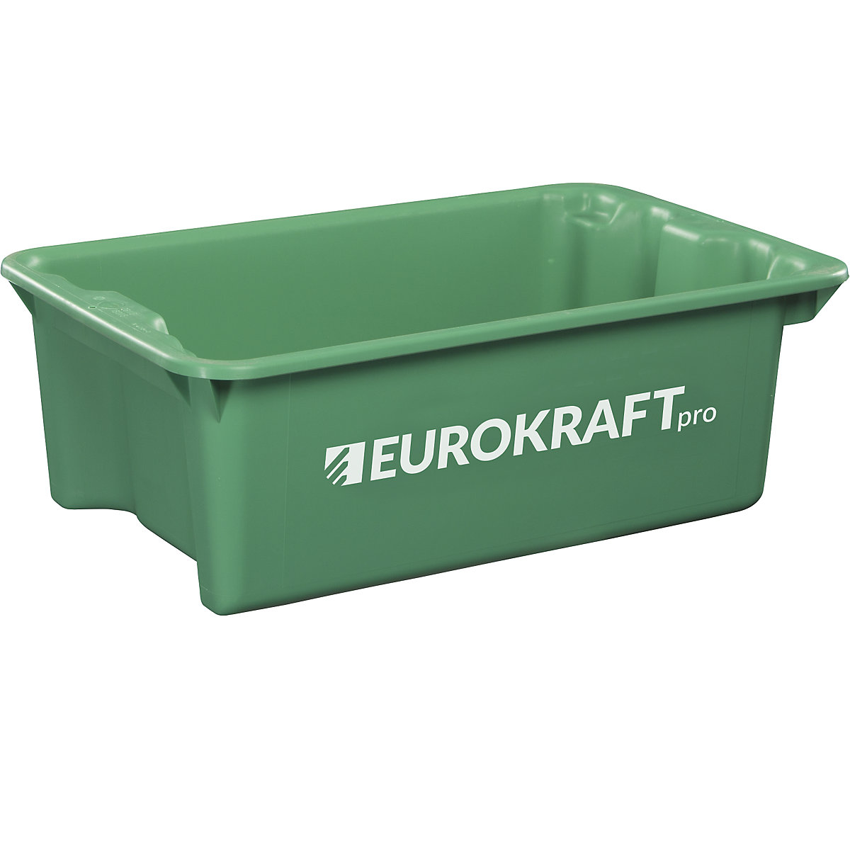 Stack/nest container made of polypropylene suitable for foodstuffs – eurokraft pro, capacity 34 l, pack of 3, solid walls and base, green-7