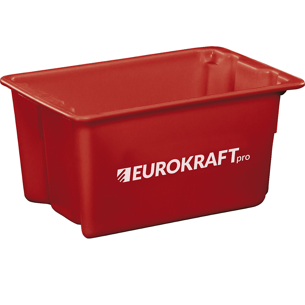 Stack/nest container made of polypropylene suitable for foodstuffs – eurokraft pro, 50 l capacity, pack of 3, solid walls and base, red