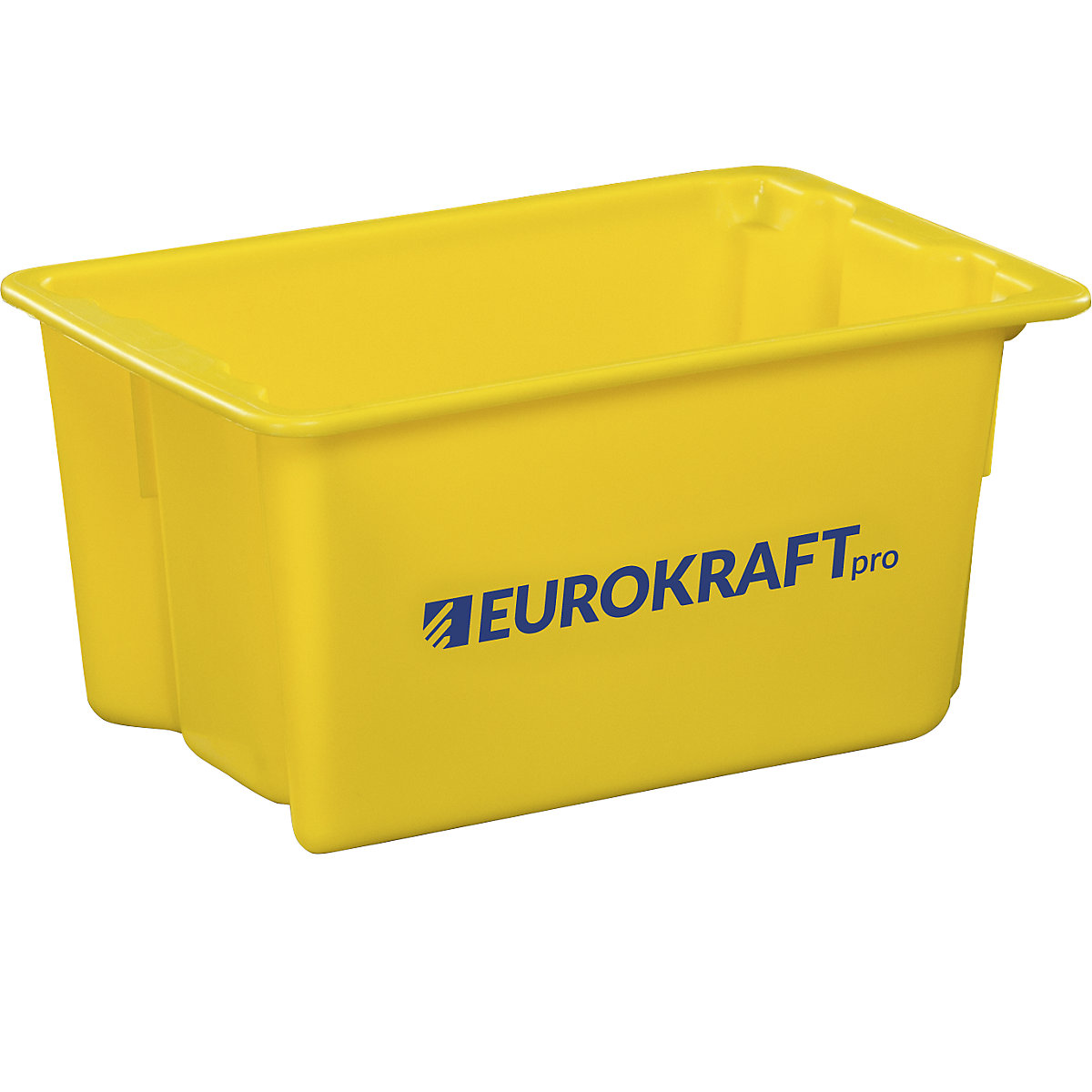 Stack/nest container made of polypropylene suitable for foodstuffs – eurokraft pro, 50 l capacity, pack of 3, solid walls and base, yellow