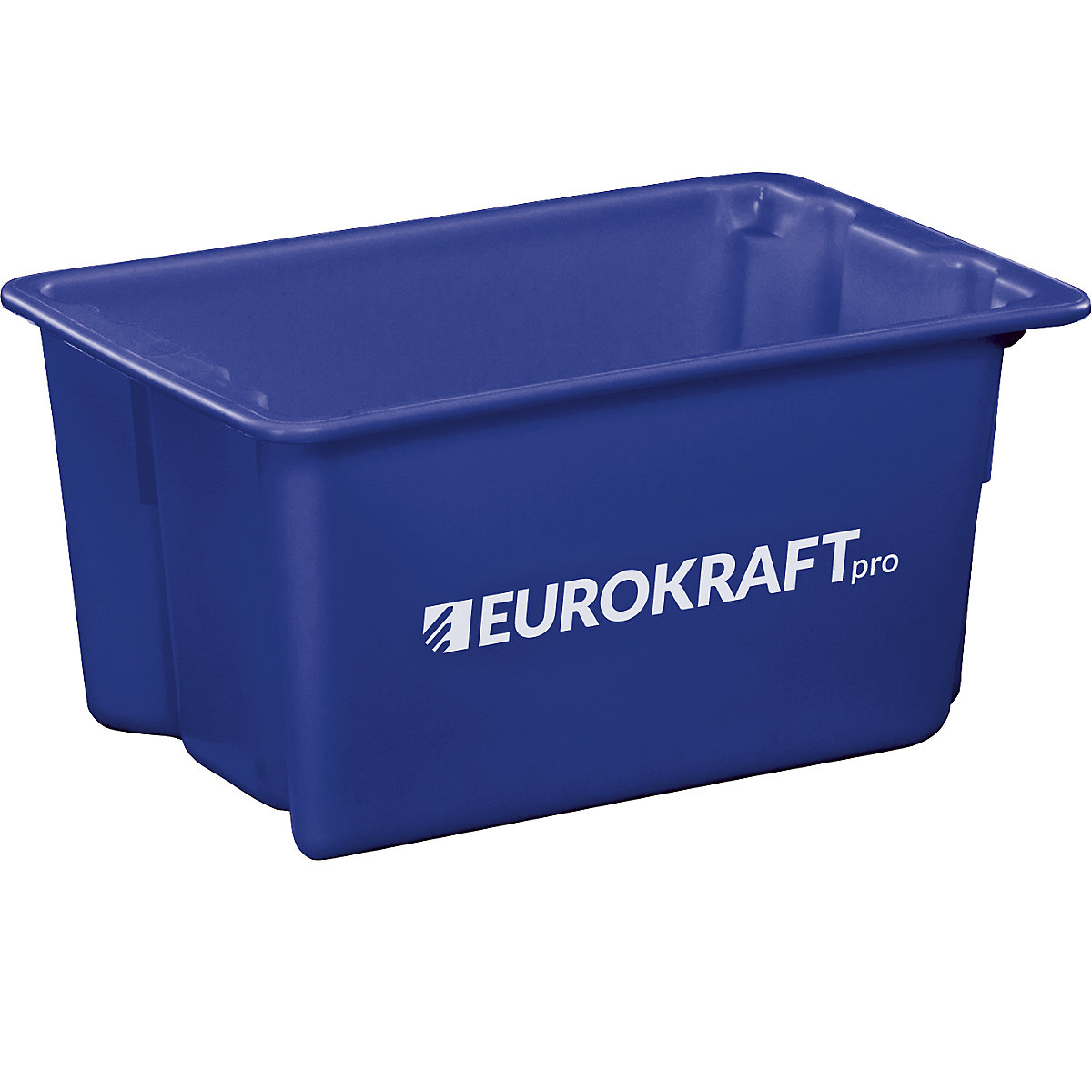 EUROKRAFTpro – Stack/nest container made of polypropylene suitable for foodstuffs, 50 l capacity, pack of 3, solid walls and base, blue