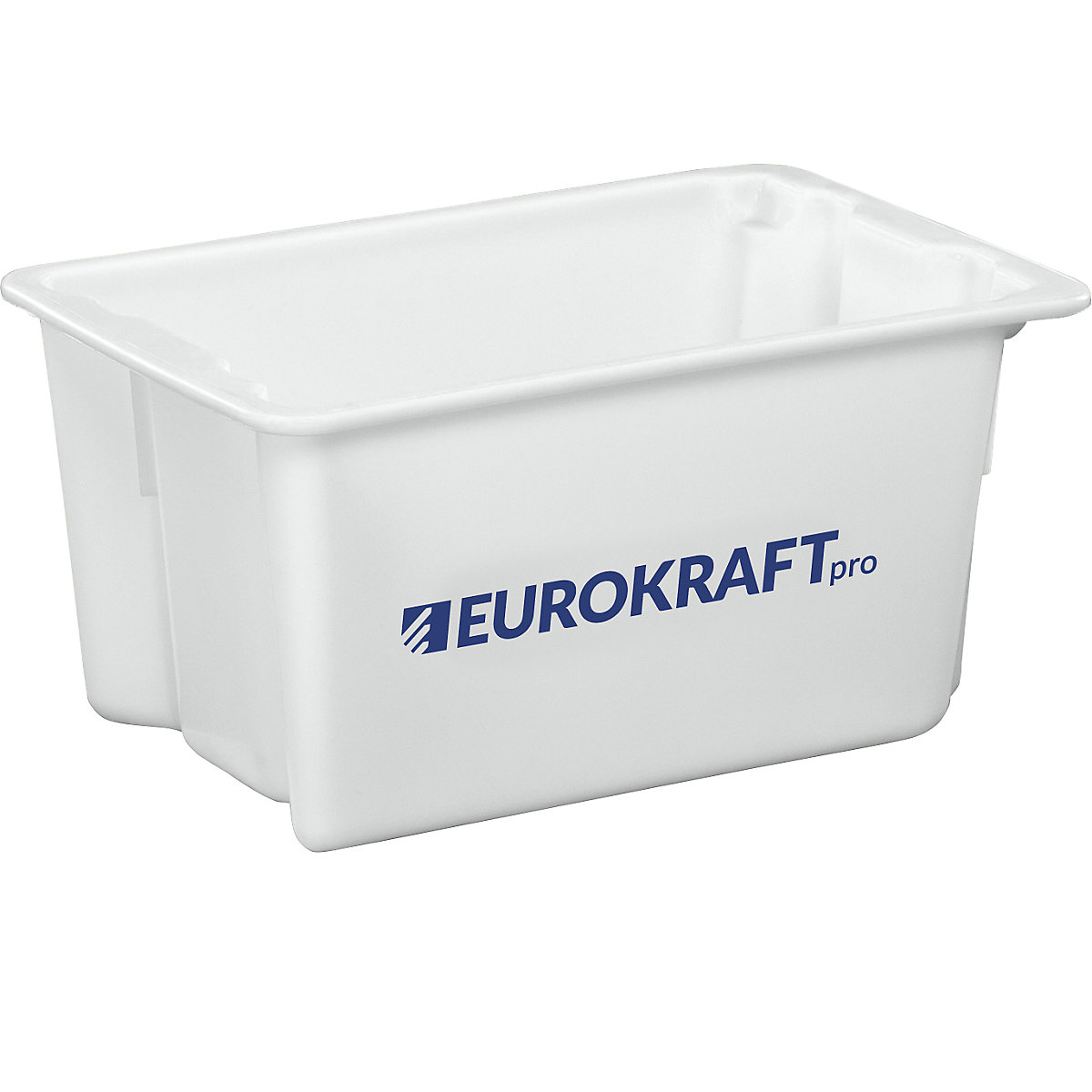 EUROKRAFTpro – Stack/nest container made of polypropylene suitable for foodstuffs, 50 l capacity, pack of 3, solid walls and base, natural colour