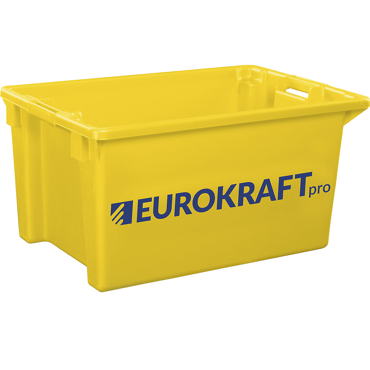 Stack/nest container made of polypropylene suitable for foodstuffs – eurokraft pro, capacity 70 l, pack of 2, solid walls and base, yellow
