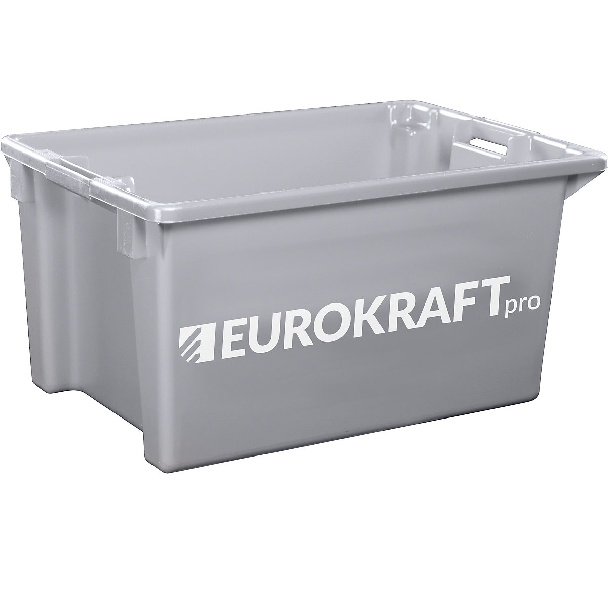 Stack/nest container made of polypropylene suitable for foodstuffs – eurokraft pro, capacity 70 l, pack of 2, solid walls and base, grey