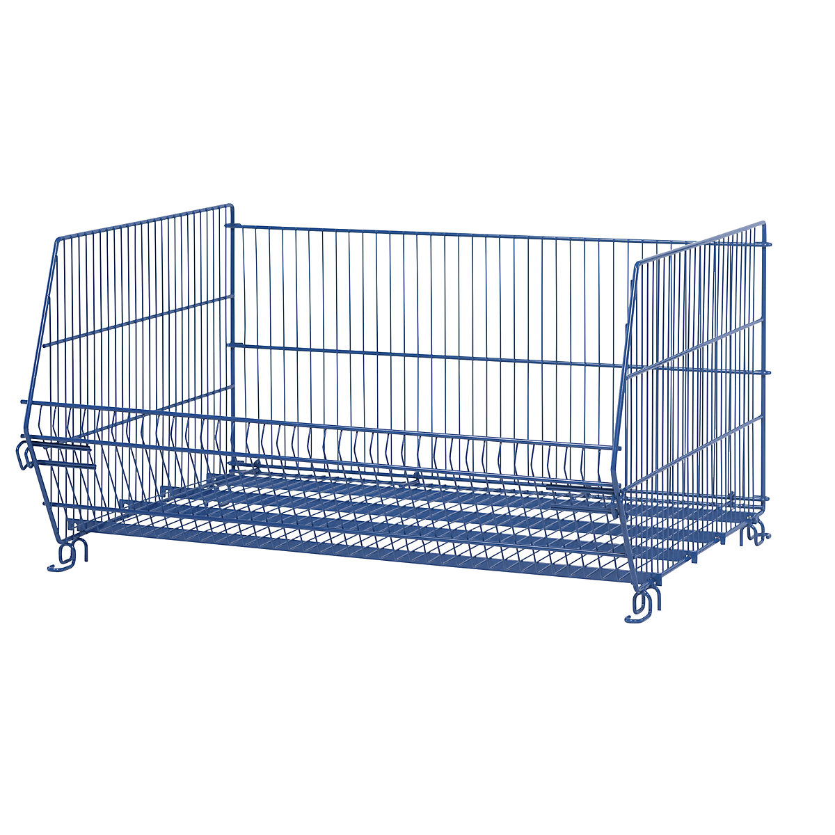 Stacking basket, collapsible, LxWxH 775 x 577 x 400 mm, gentian blue-7