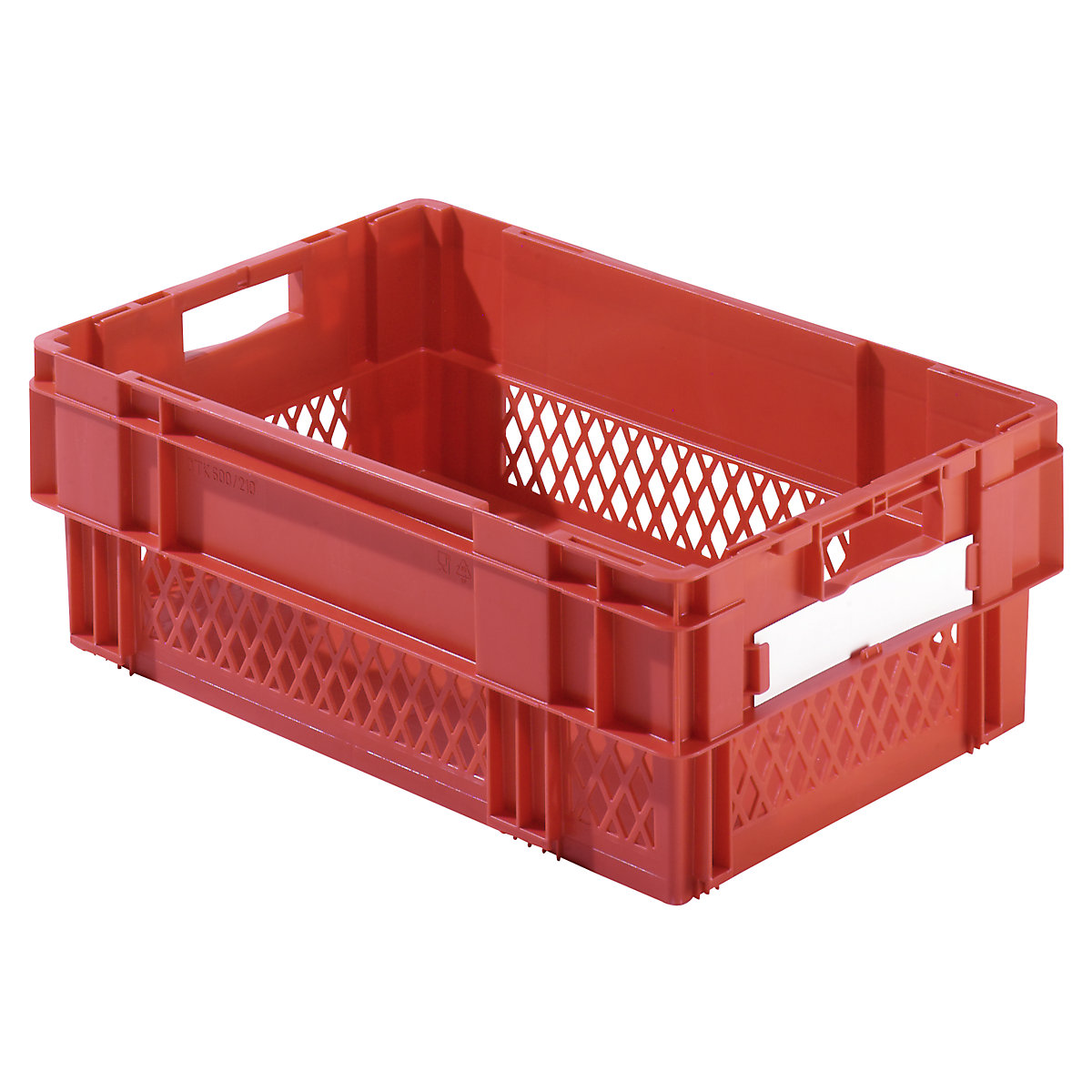 Stacking box, capacity 37 litres, perforated walls, solid base, pack of 4, red
