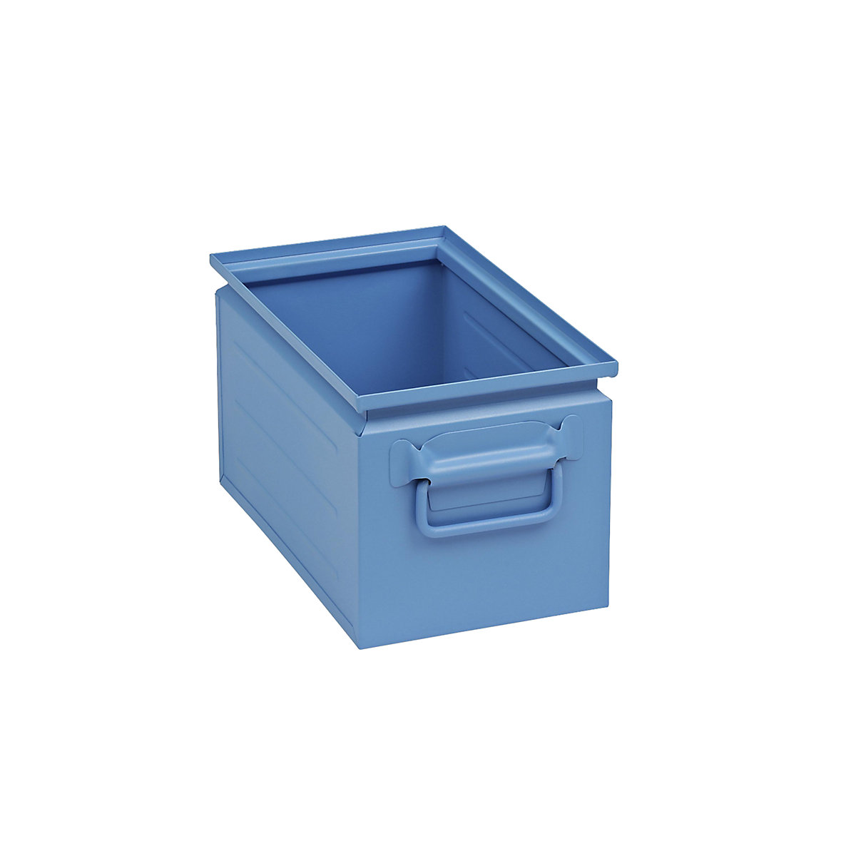 Stacking container made of sheet steel, capacity approx. 14 l, light blue RAL 5012