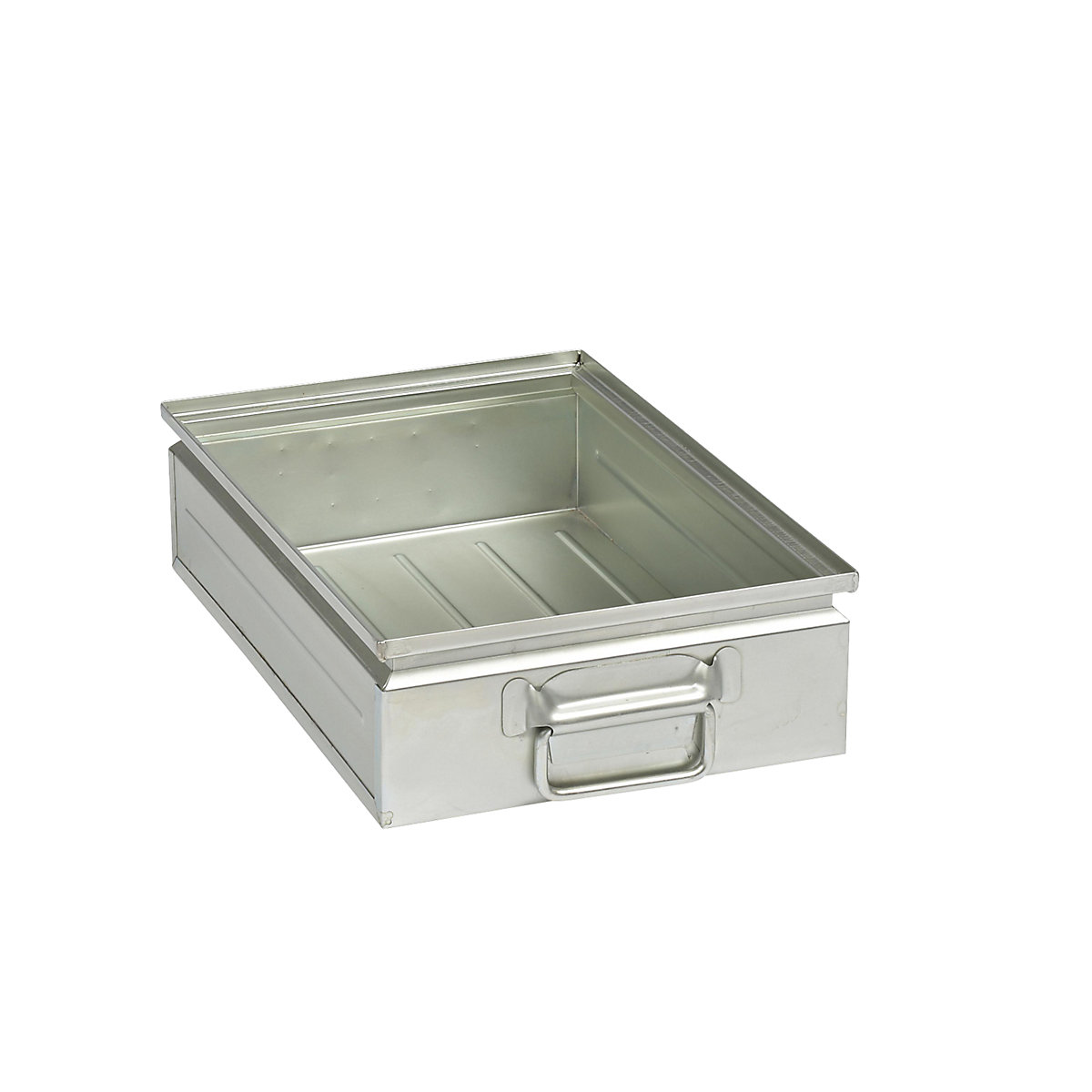 Stacking container made of sheet steel, capacity approx. 15 l, zinc plated