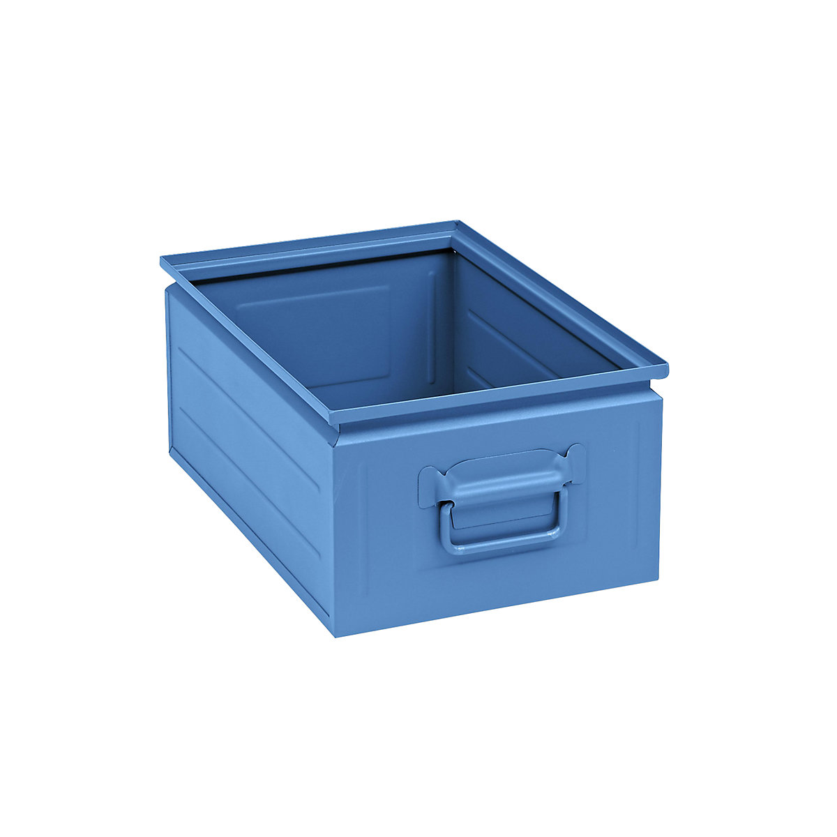 Stacking container made of sheet steel, capacity approx. 25 l, light blue RAL 5012