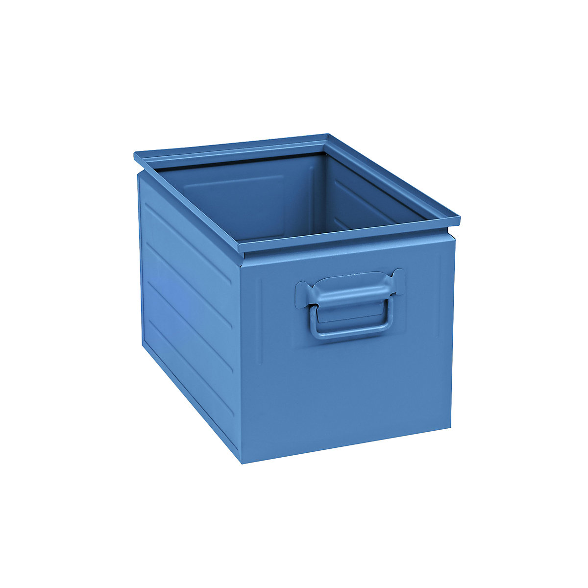 Stacking container made of sheet steel, capacity approx. 35 l, light blue RAL 5012