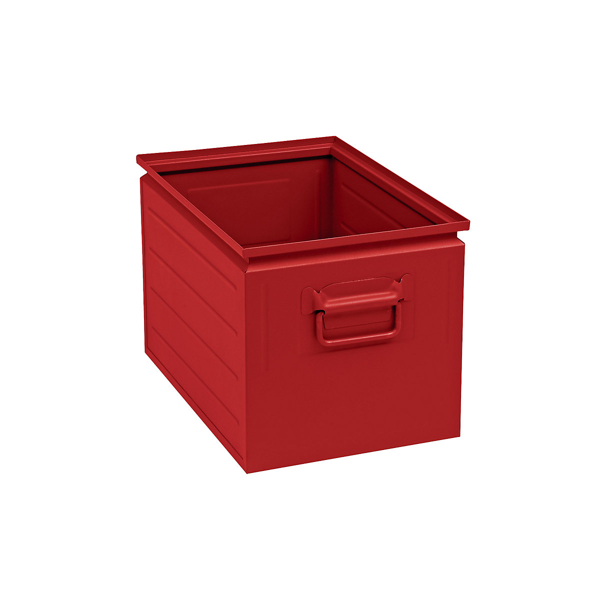 Stacking container made of sheet steel, capacity approx. 35 l, flame red RAL 3000