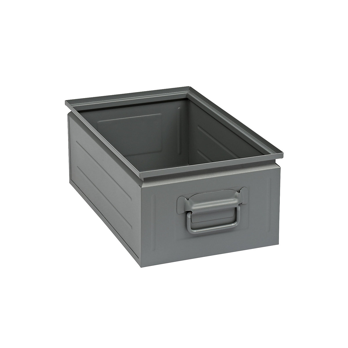 Stacking container made of sheet steel, capacity approx. 30 l, basalt grey RAL 7012