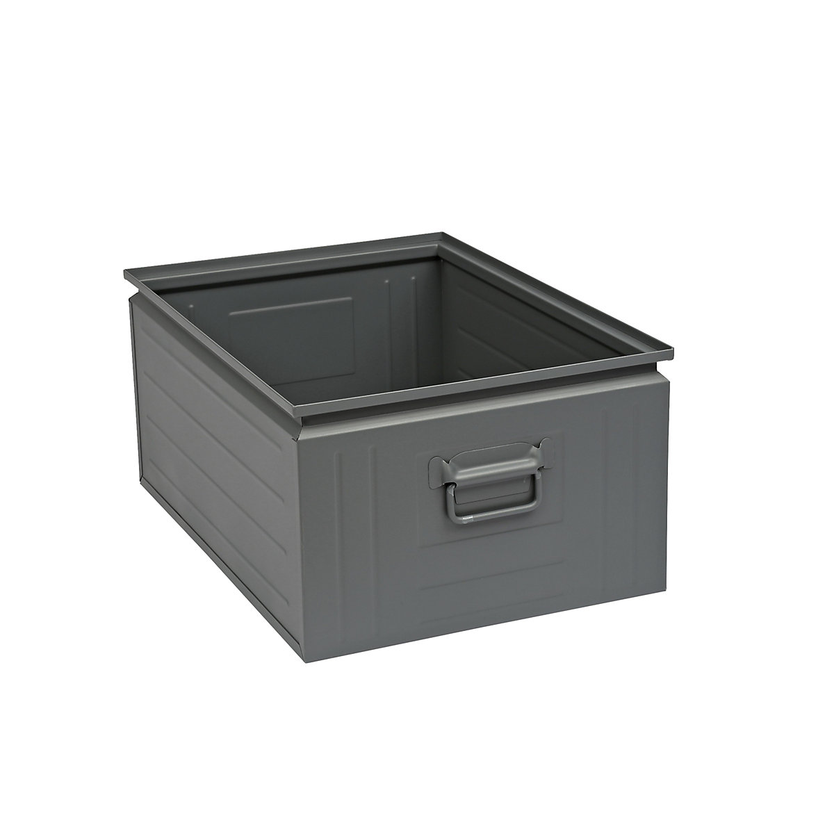 Stacking container made of sheet steel, capacity approx. 80 l, basalt grey RAL 7012