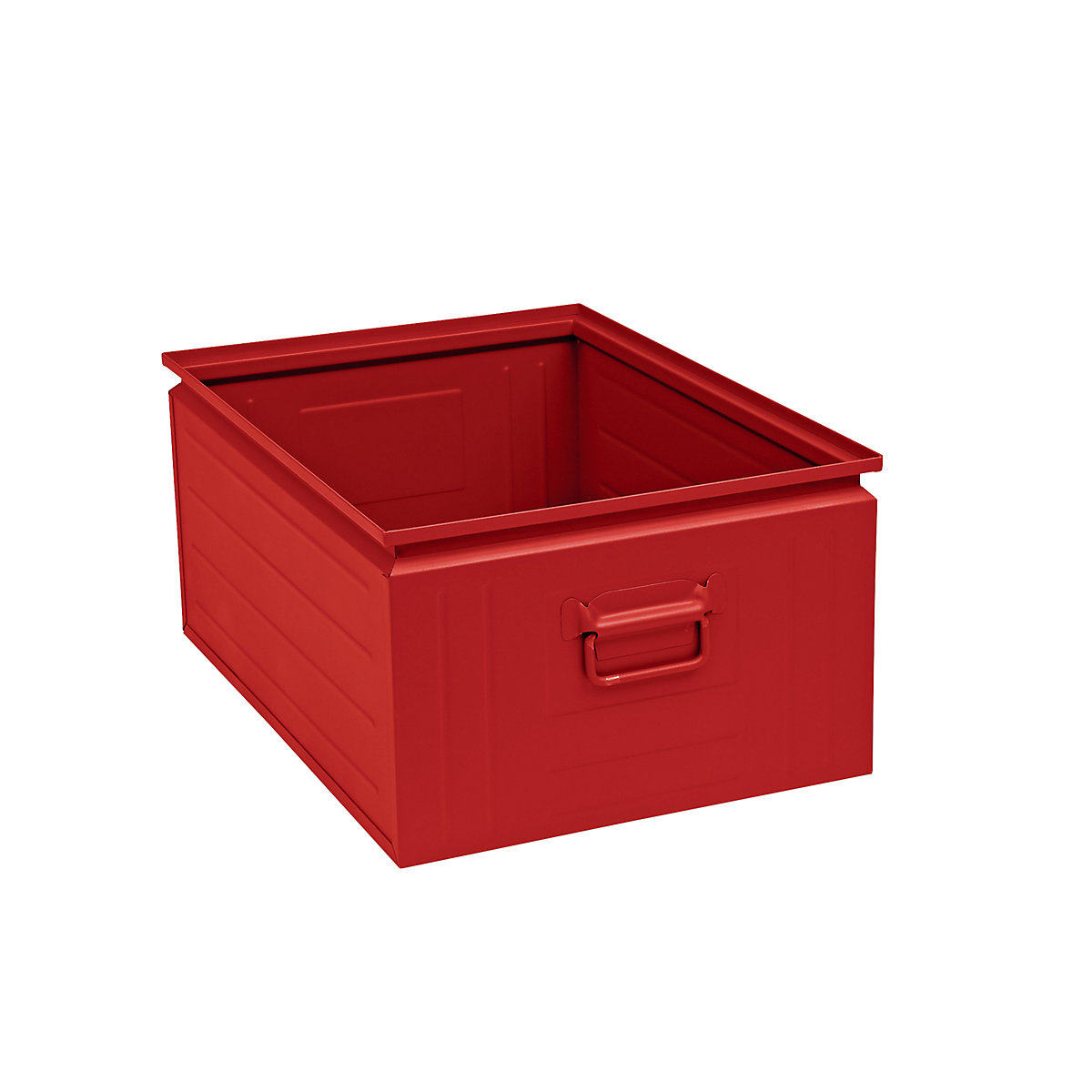 Stacking container made of sheet steel, capacity approx. 80 l, flame red RAL 3000