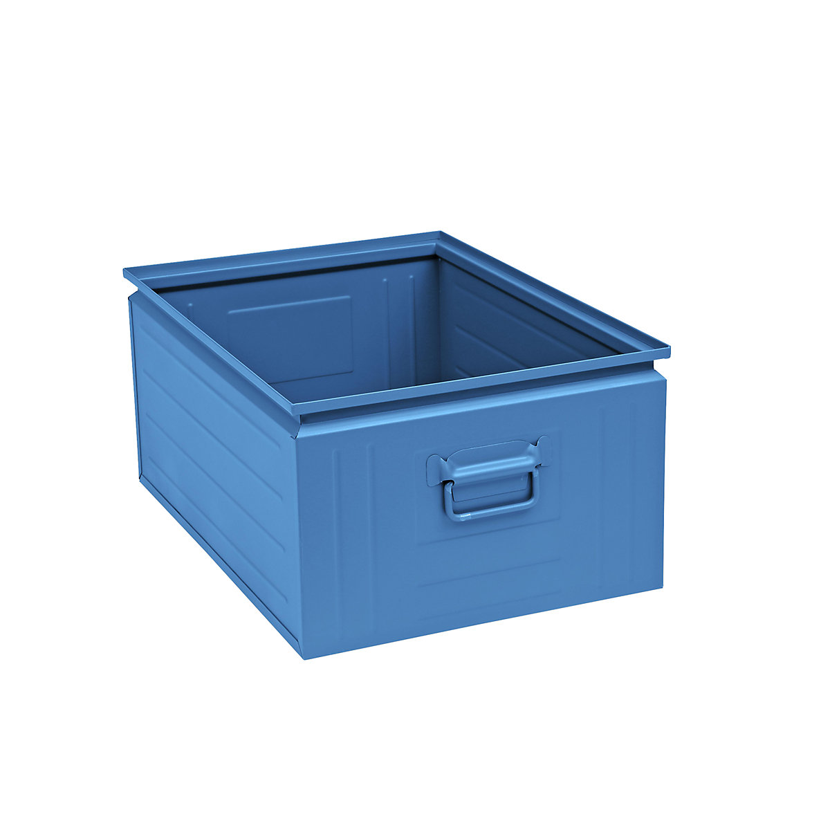 Stacking container made of sheet steel, capacity approx. 80 l, light blue RAL 5012
