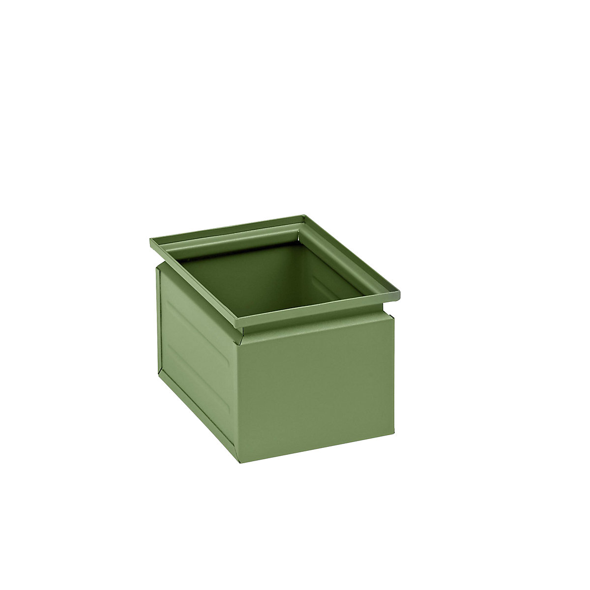 Stacking container made of sheet steel, capacity approx. 3.6 l, reseda green RAL 6011