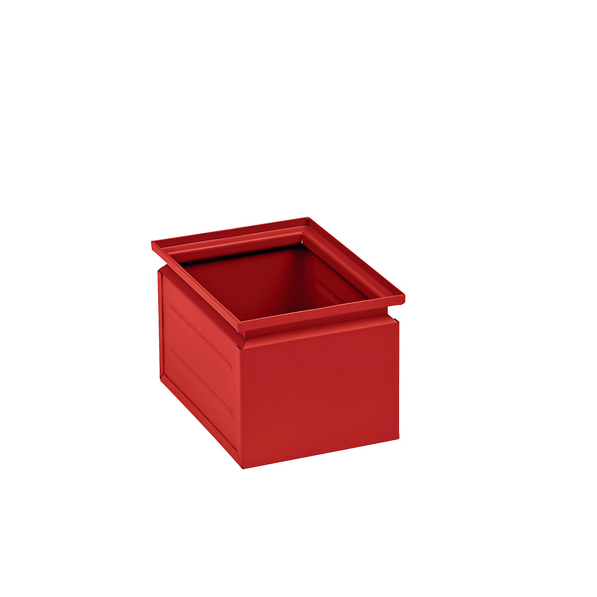 Stacking container made of sheet steel, capacity approx. 3.6 l, flame red RAL 3000