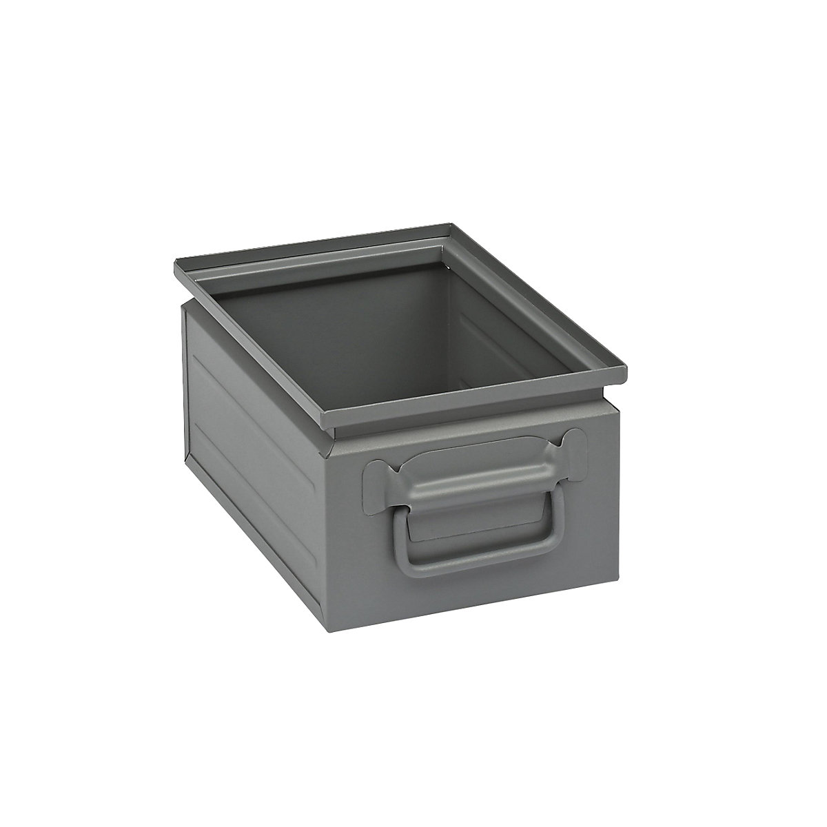 Stacking container made of sheet steel, capacity approx. 9 l, basalt grey RAL 7012