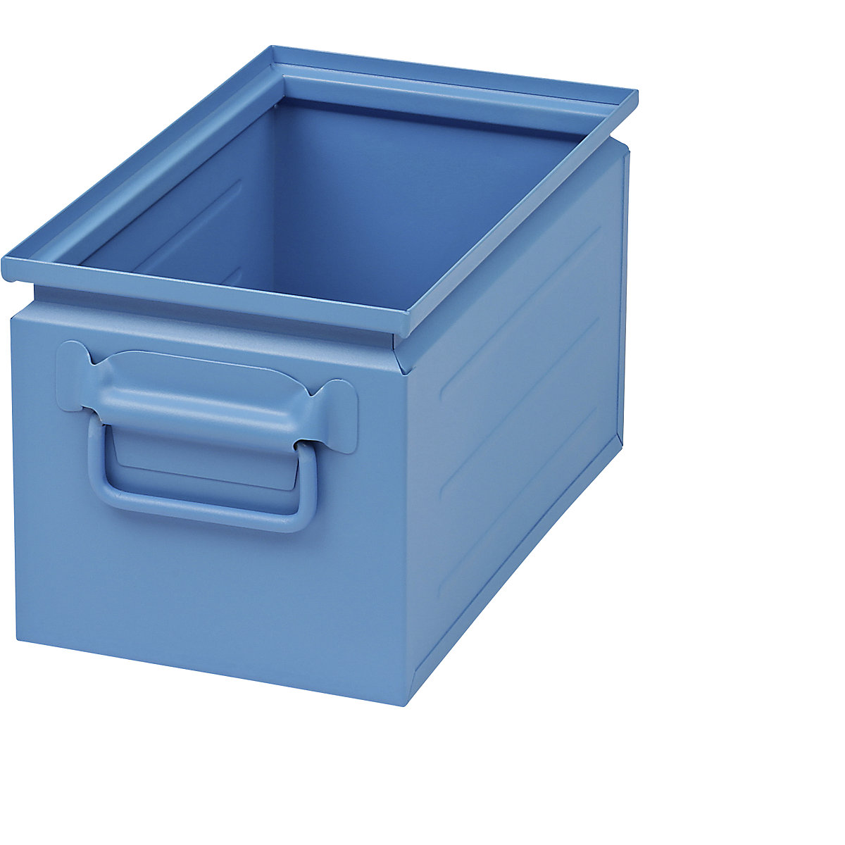 Stacking container made of sheet steel, capacity approx. 14 l, light blue RAL 5012-3
