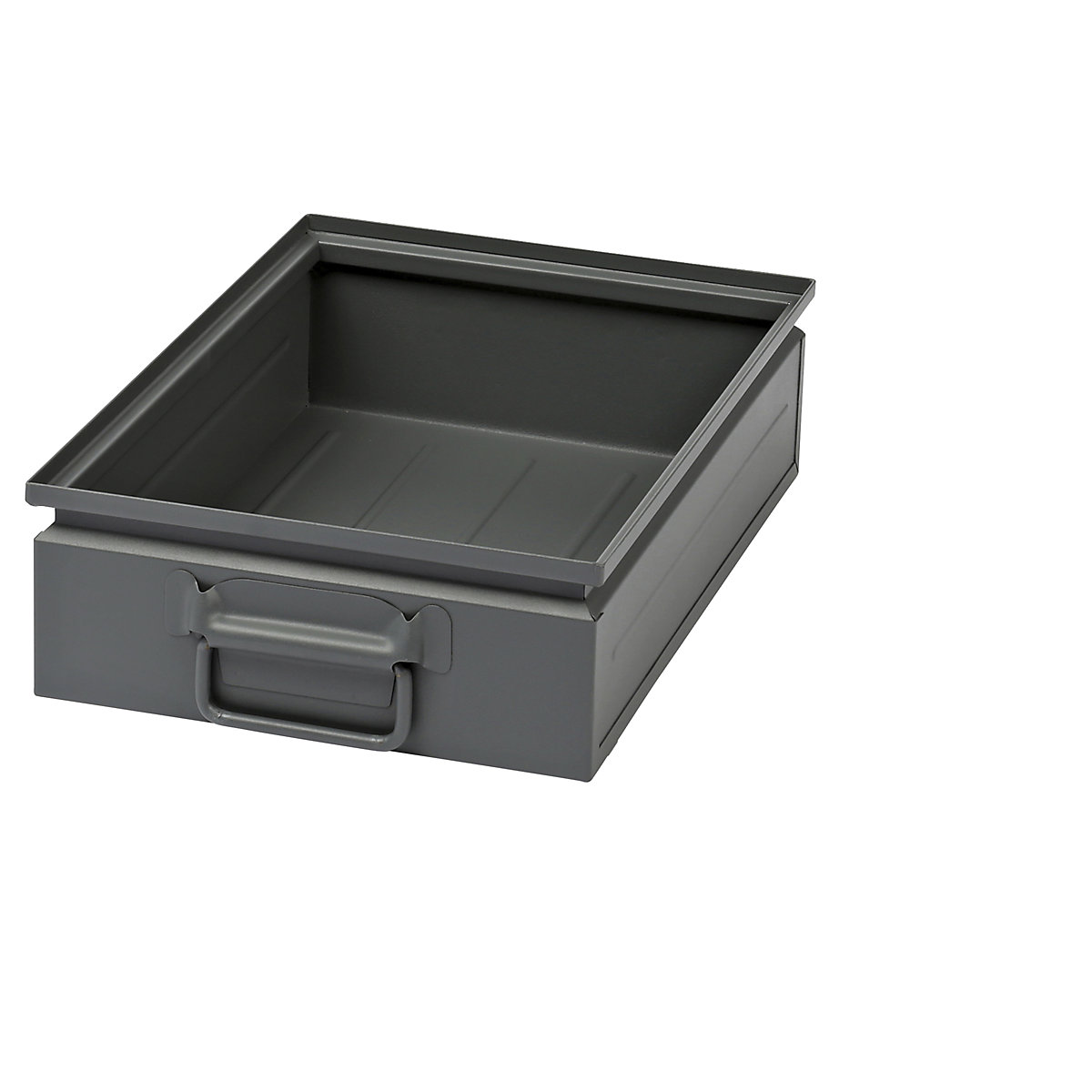 Stacking container made of sheet steel, capacity approx. 15 l, basalt grey RAL 7012-2