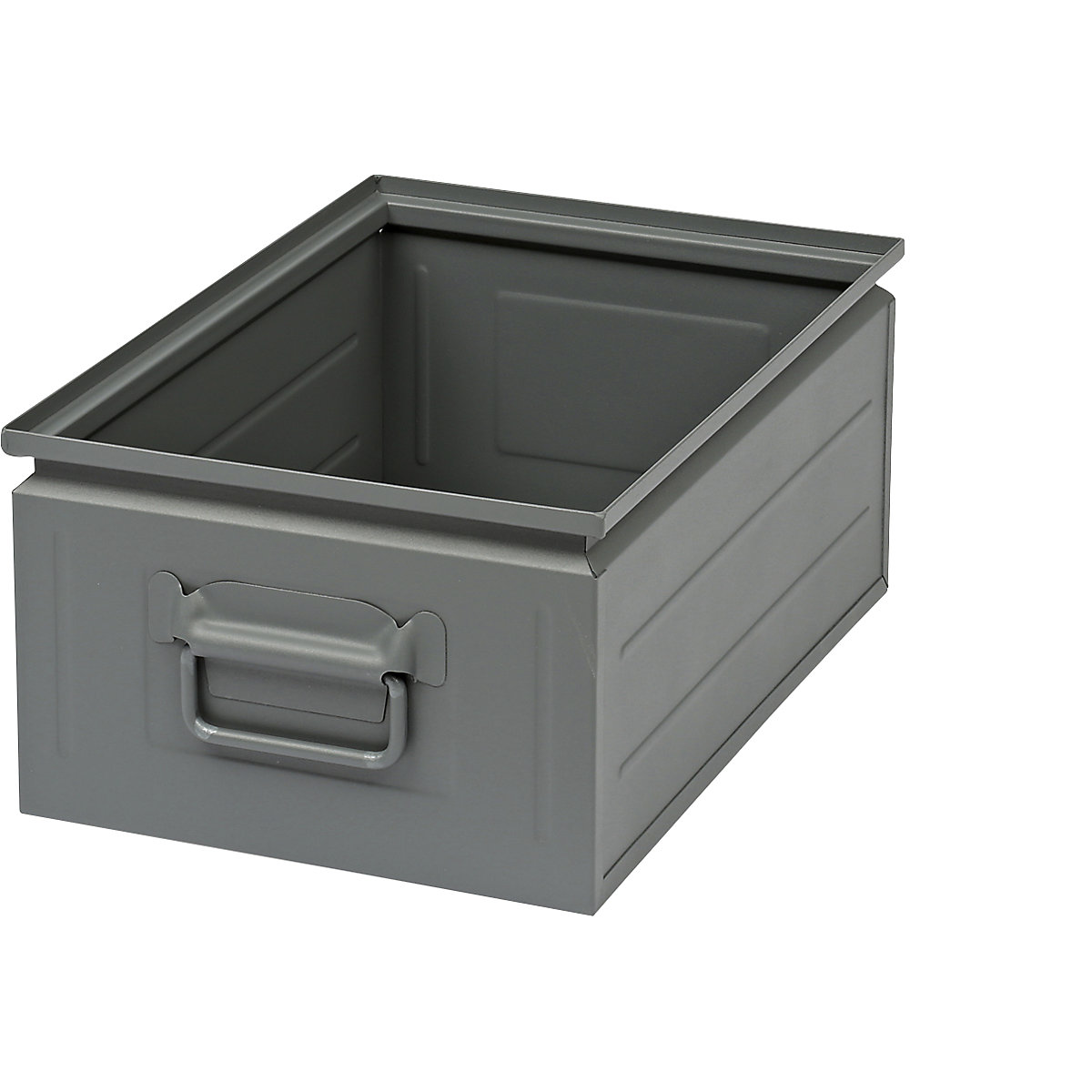 Stacking container made of sheet steel, capacity approx. 25 l, basalt grey RAL 7012-6