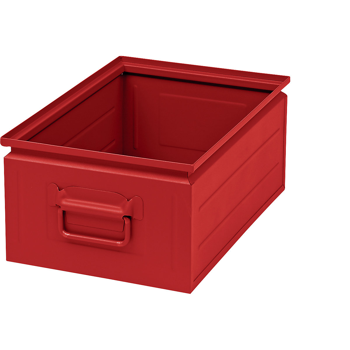 Stacking container made of sheet steel, capacity approx. 25 l, flame red RAL 3000-4