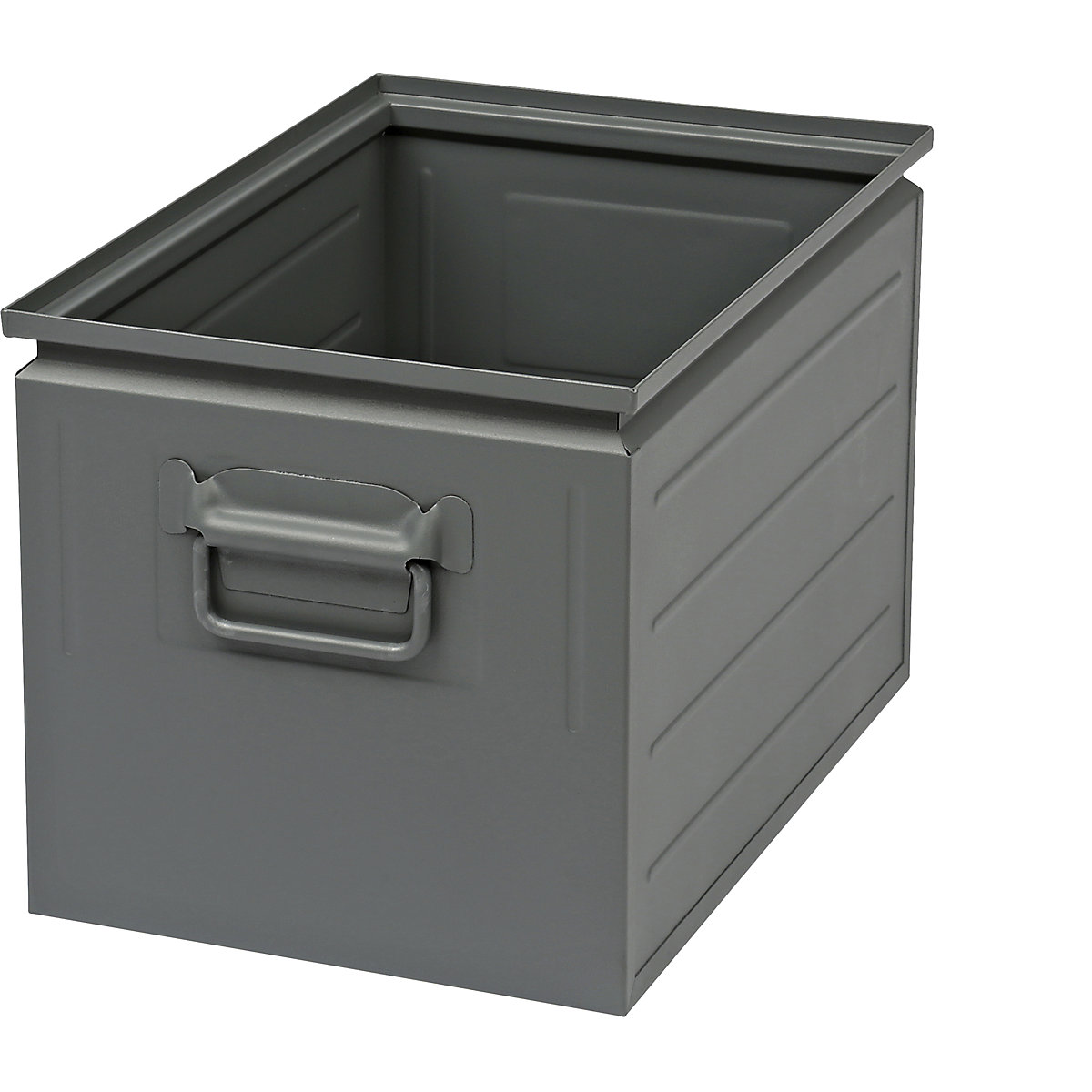 Stacking container made of sheet steel, capacity approx. 35 l, basalt grey RAL 7012-4